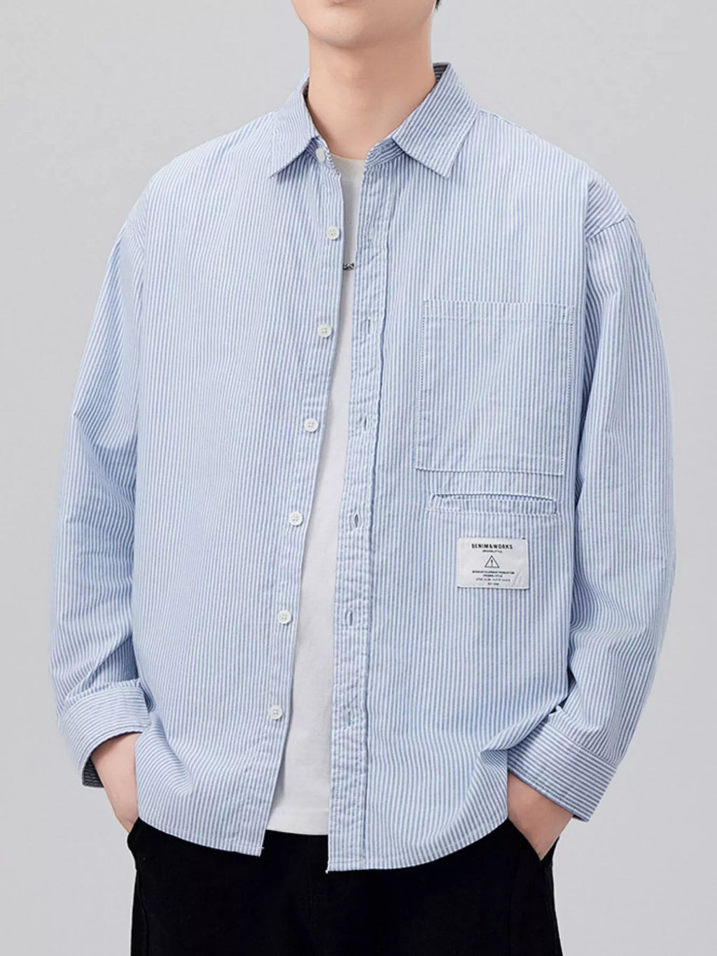Men's Plus Size Button Up Long Sleeve Shirt
