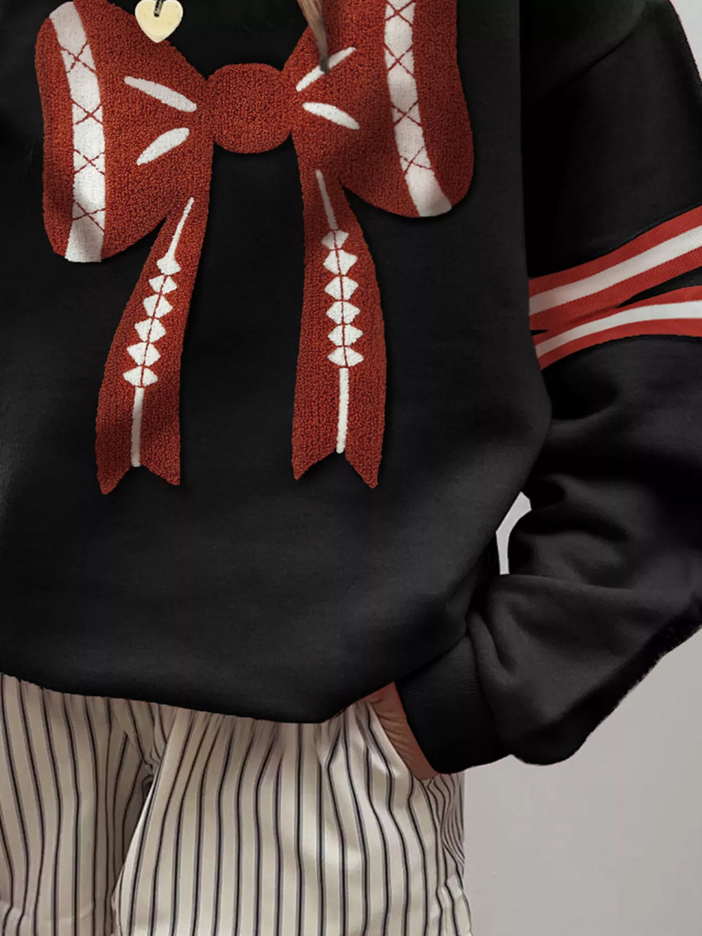 Bow Front Dropped Shoulder Sweatshirt