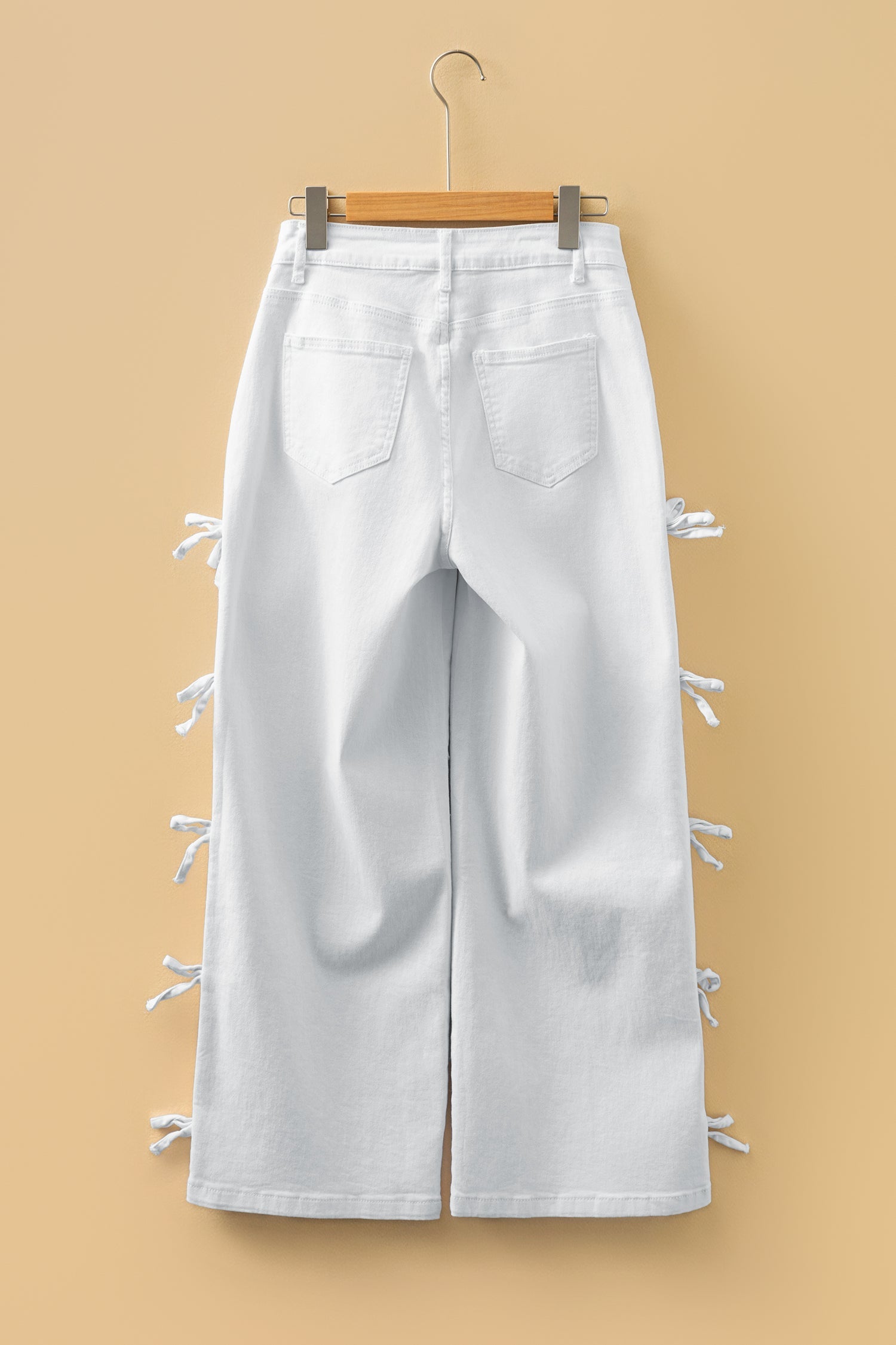 Denim Bow Side Straight Leg Jeans