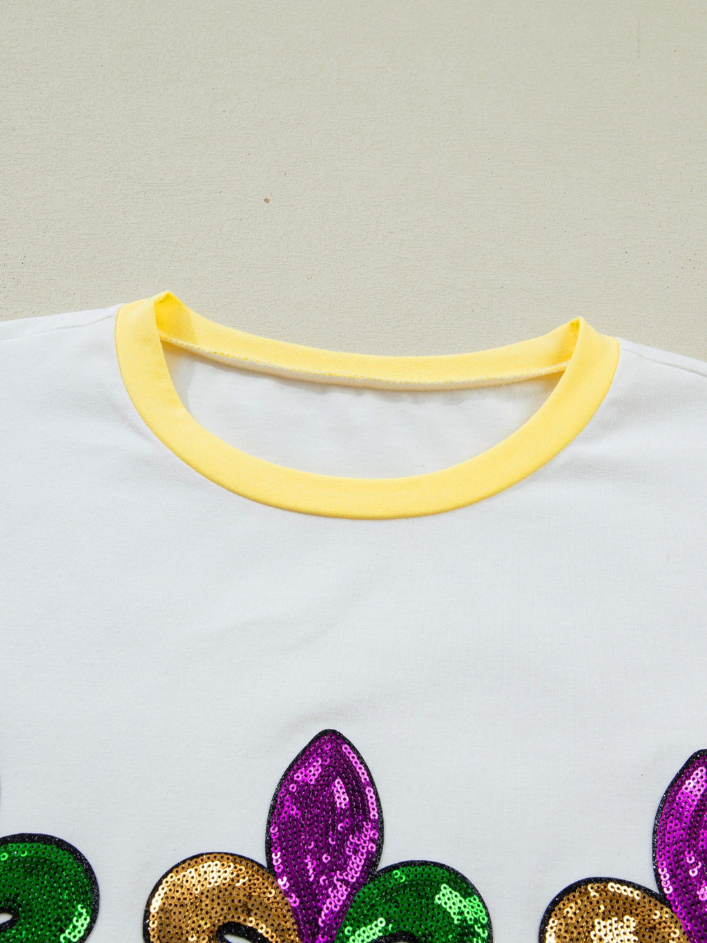 Sequin Mardi Gras Half Sleeve T Shirt