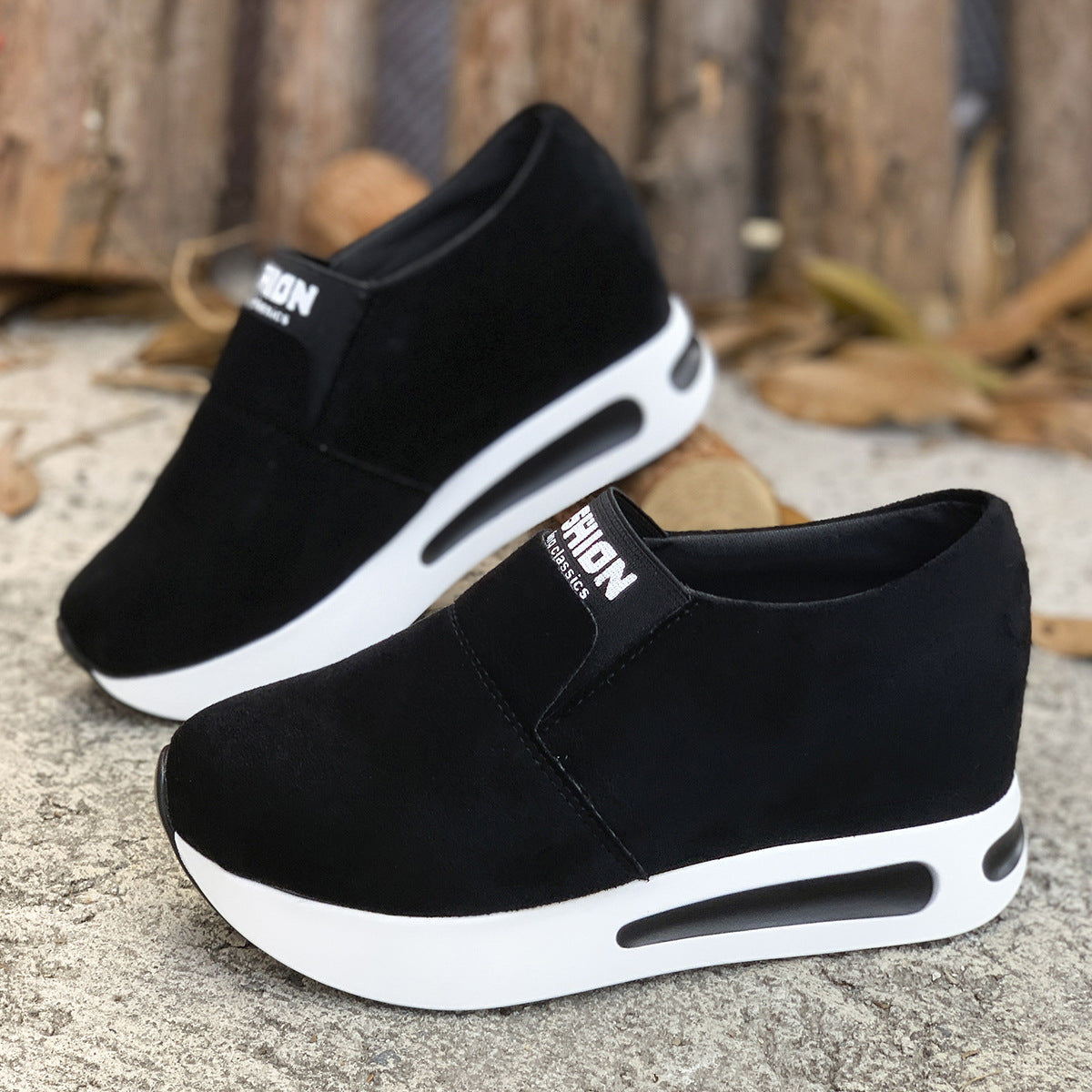 Round Toe Platform Slip-Ons