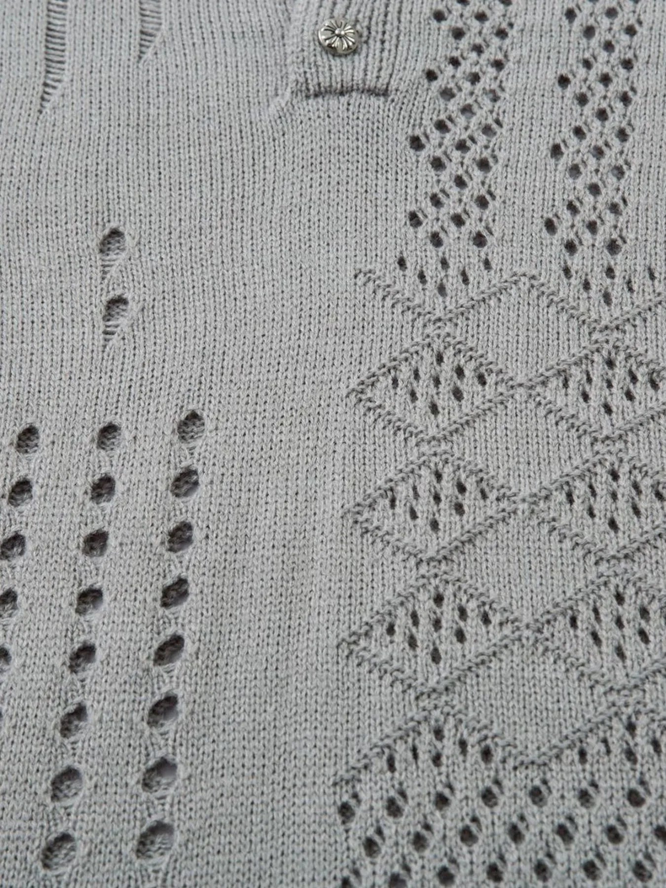 Men's Openwork Button Detail Knit Henley T-Shirt