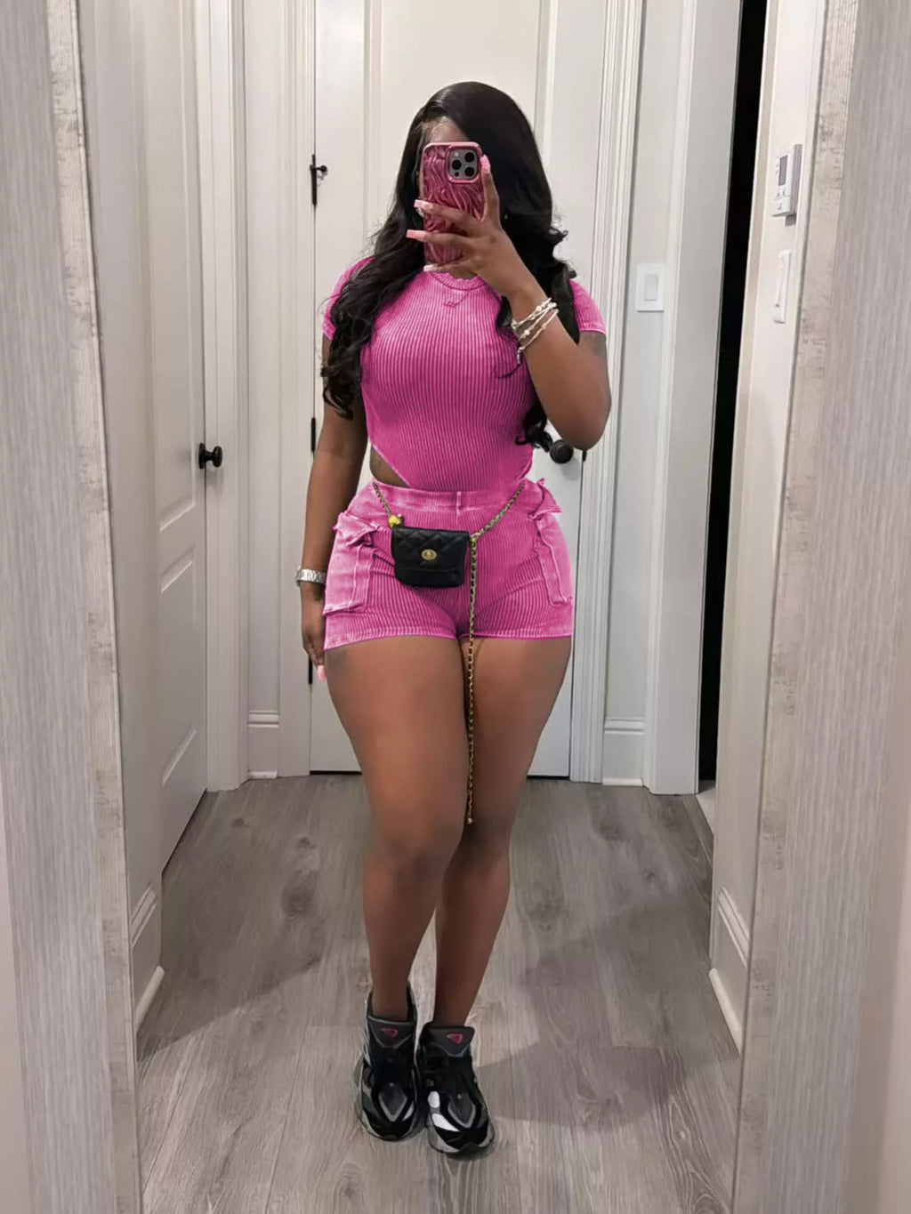 Ribbed Knit Bodysuit and Shorts Set