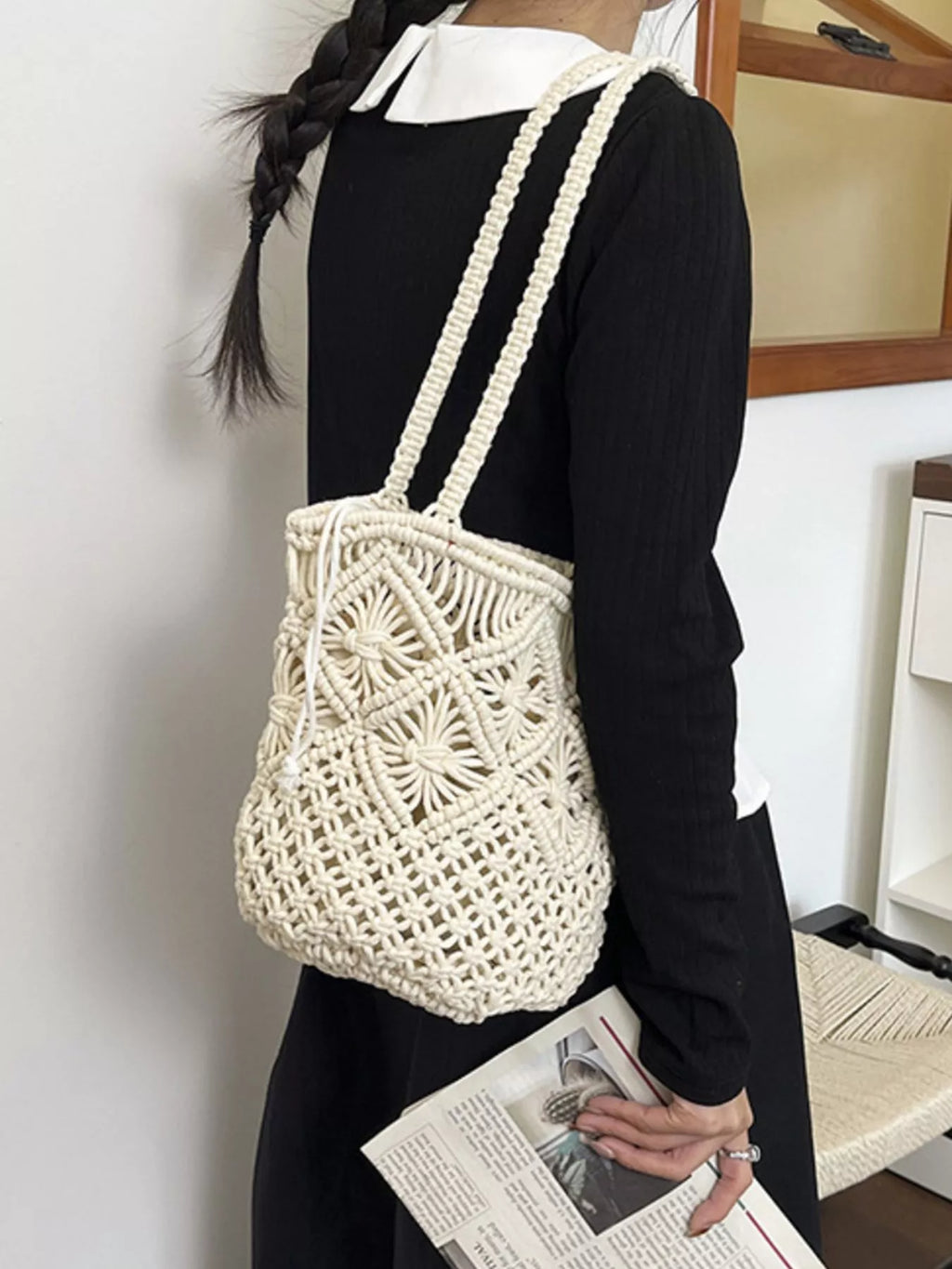 Crochet Bucket Shoulder Bag