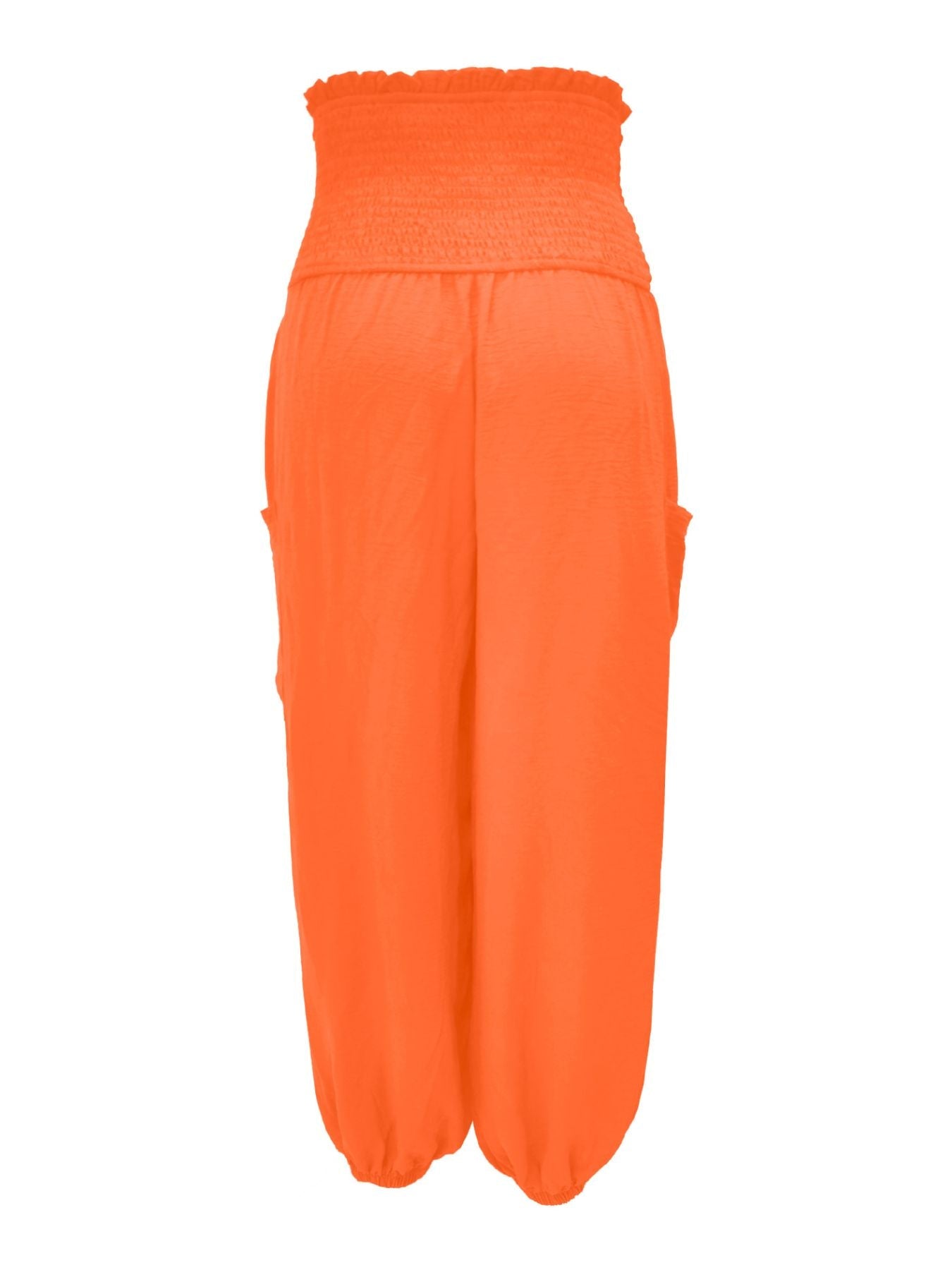 Full Size Smocked Waist Harem Pants with Pockets Plus Size