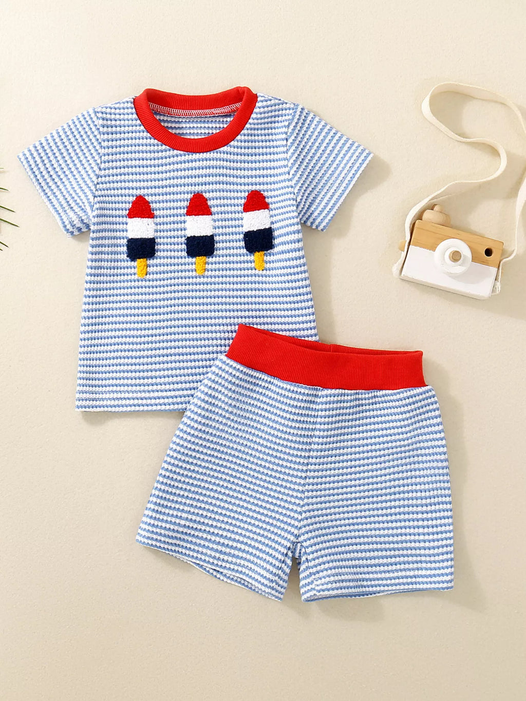 Children's Ice Cream Striped Tee and Shorts Set