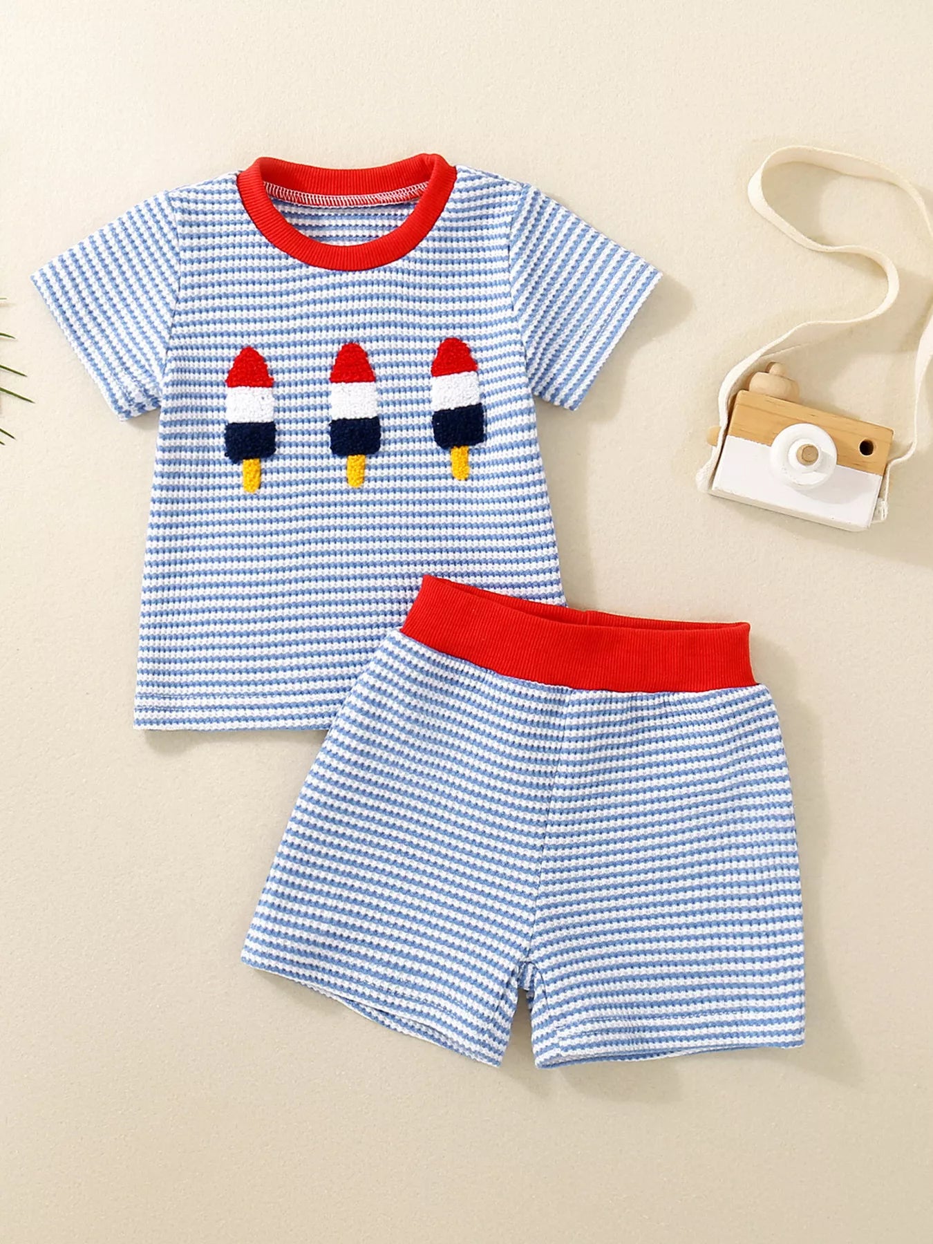 Children's Ice Cream Striped Tee and Shorts Set