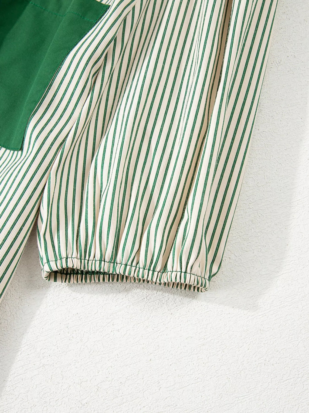 Stripe Color Block Patchwork Shirt Collar Button Down Puff Sleeve Mini Dress