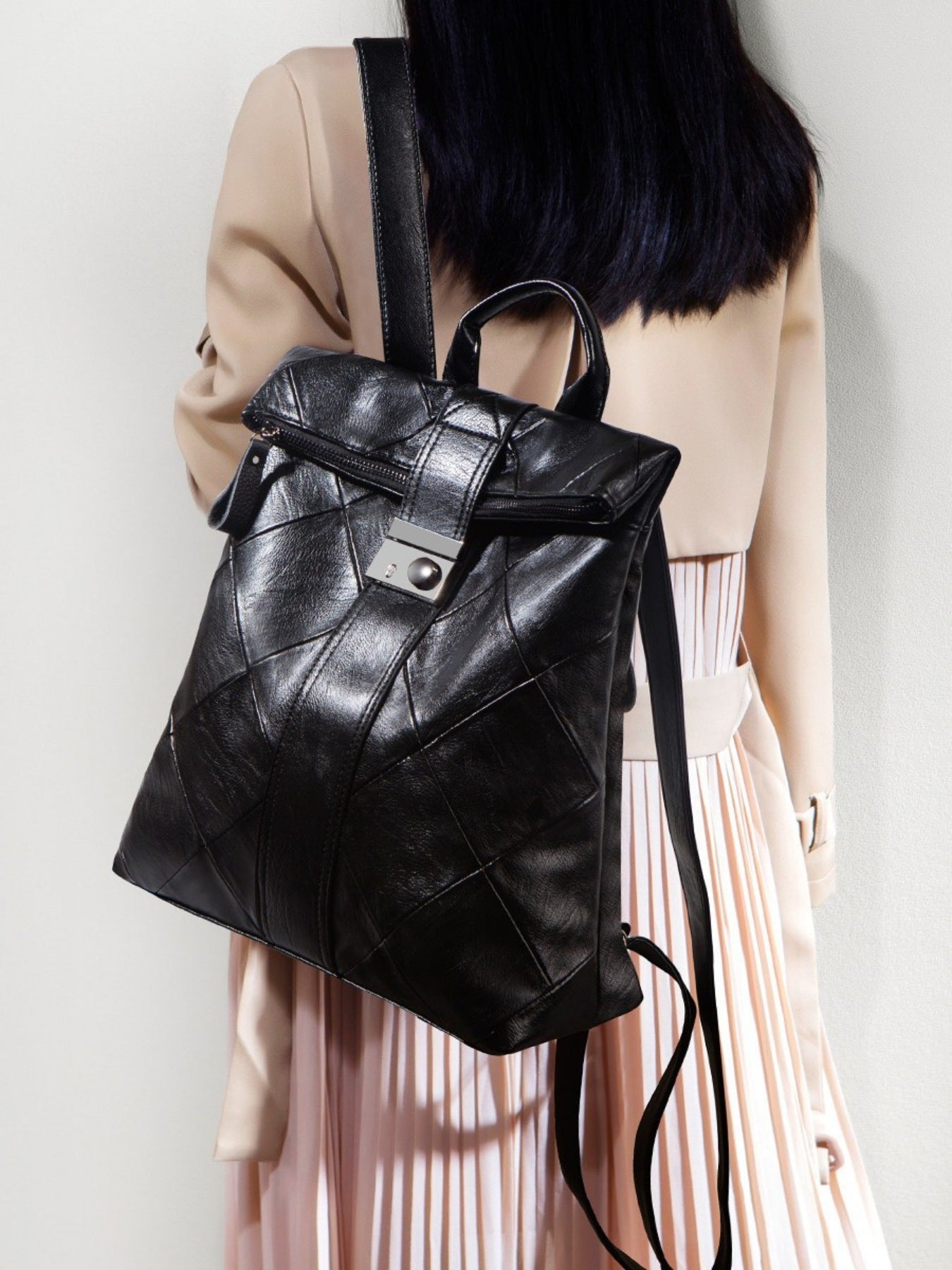 Quilted Leather Backpack Bag