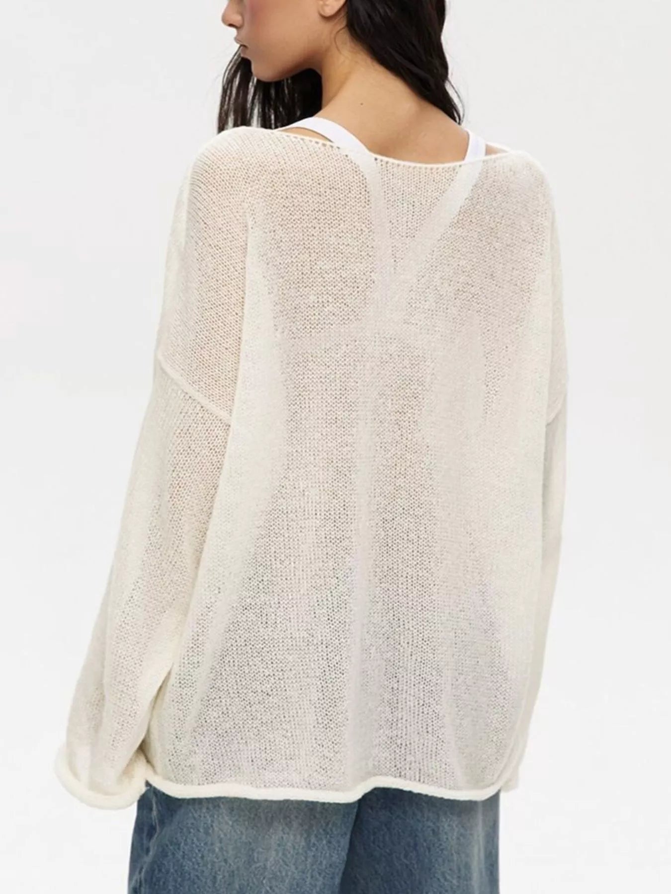 Boat Neck Dropped Shoulder Sweater