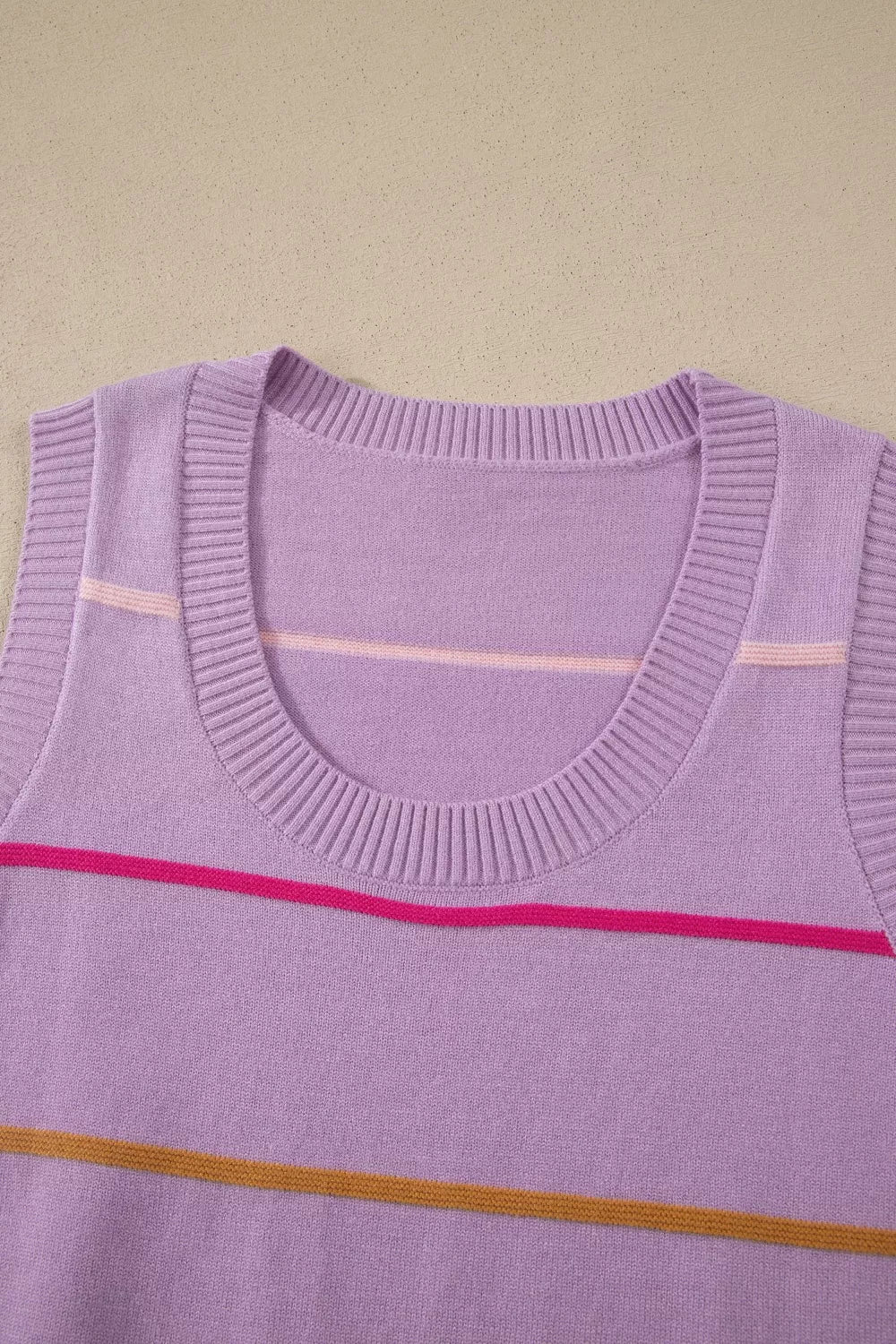 Stripe Round Neck Knitted Sweater Tank