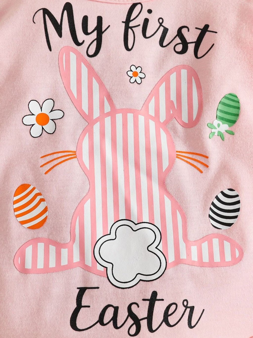 Children's Easter Bunny Long Sleeve Bodysuit and Pants Set with Headband
