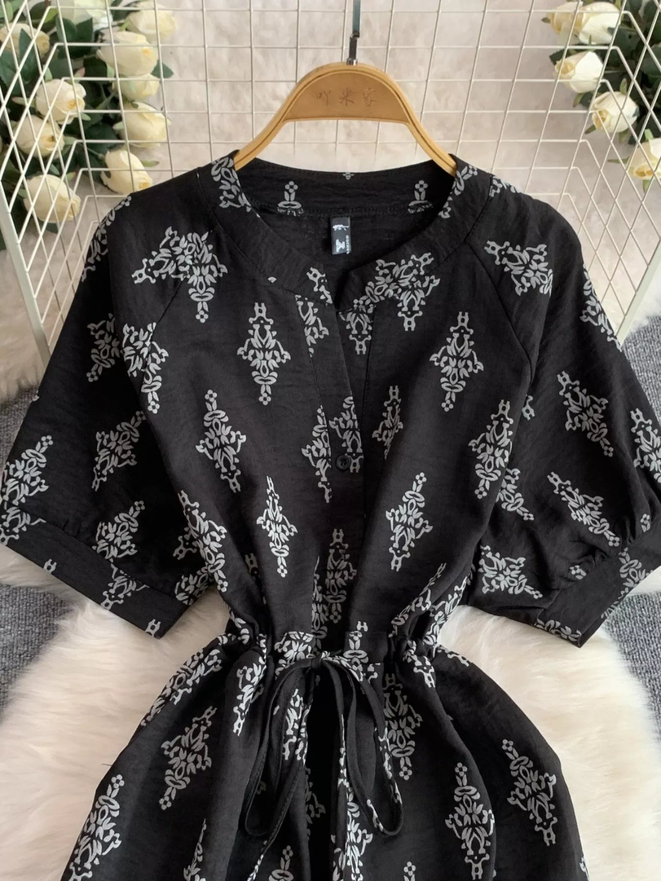 Printed Short Sleeve Wide Leg Jumpsuit