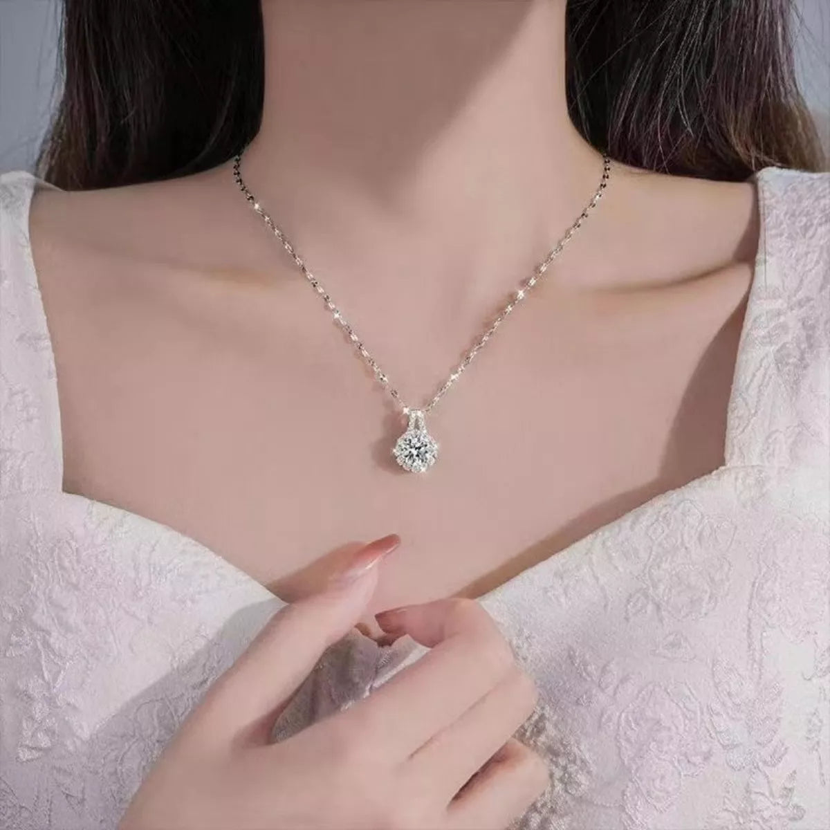 2 Carat Moissanite 925 Sterling Silver Necklace