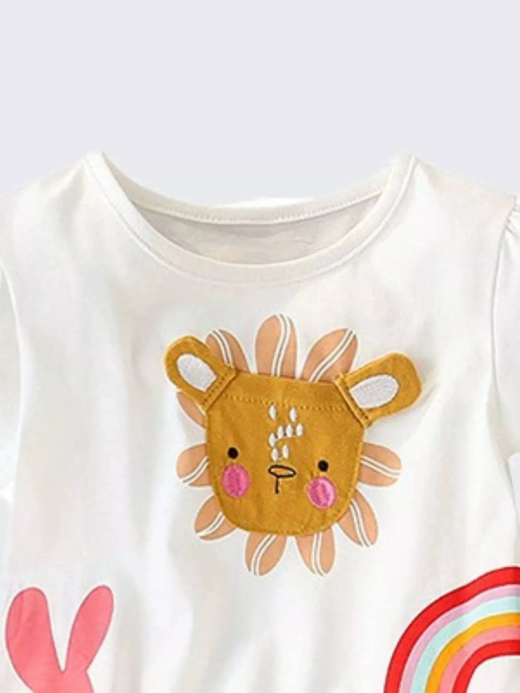 Children's Cartoon Animal Graphic Ruffle Hem T-Shirt