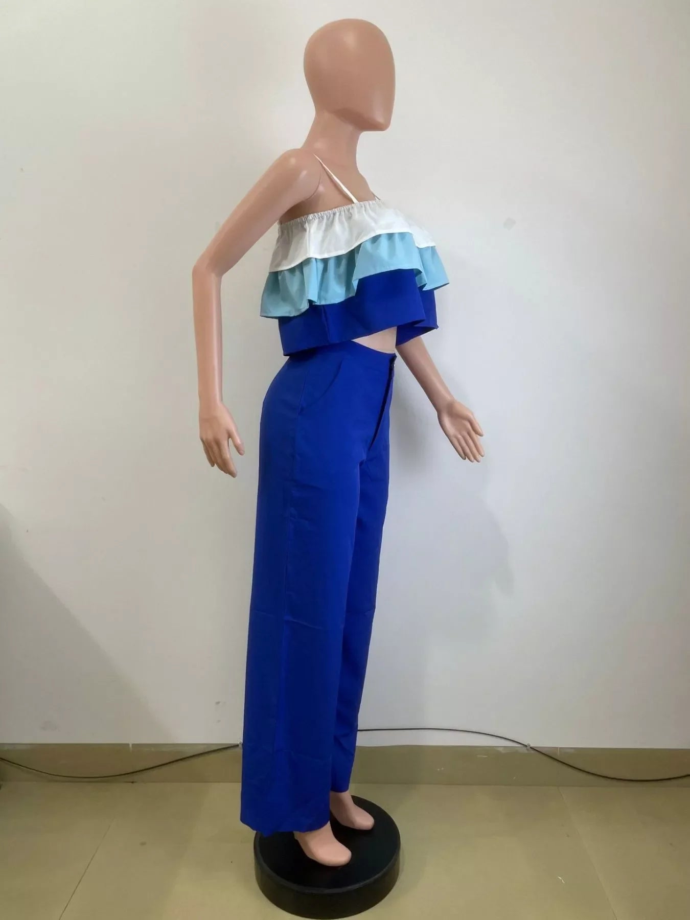 Layered Ruffle Crop Top and Pants Set
