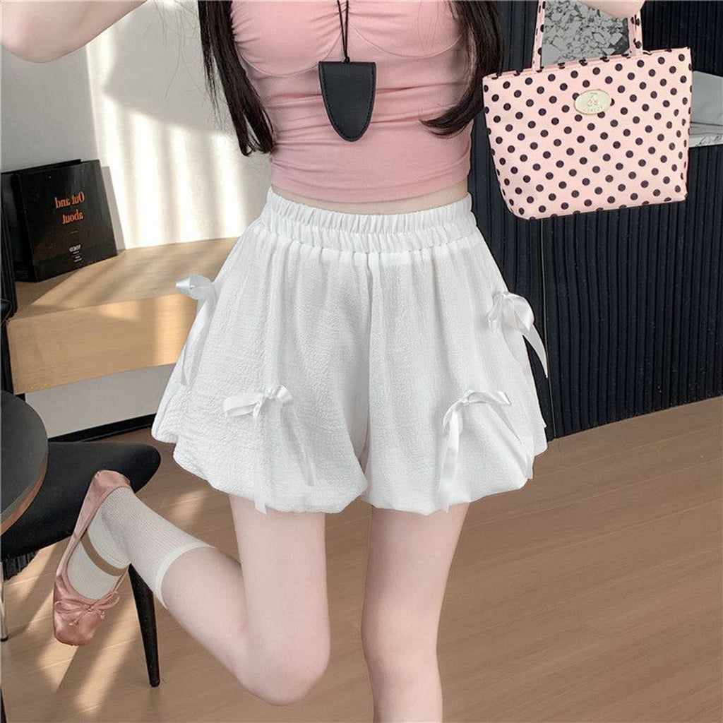 Bowknot High Waist Bubble Skirt