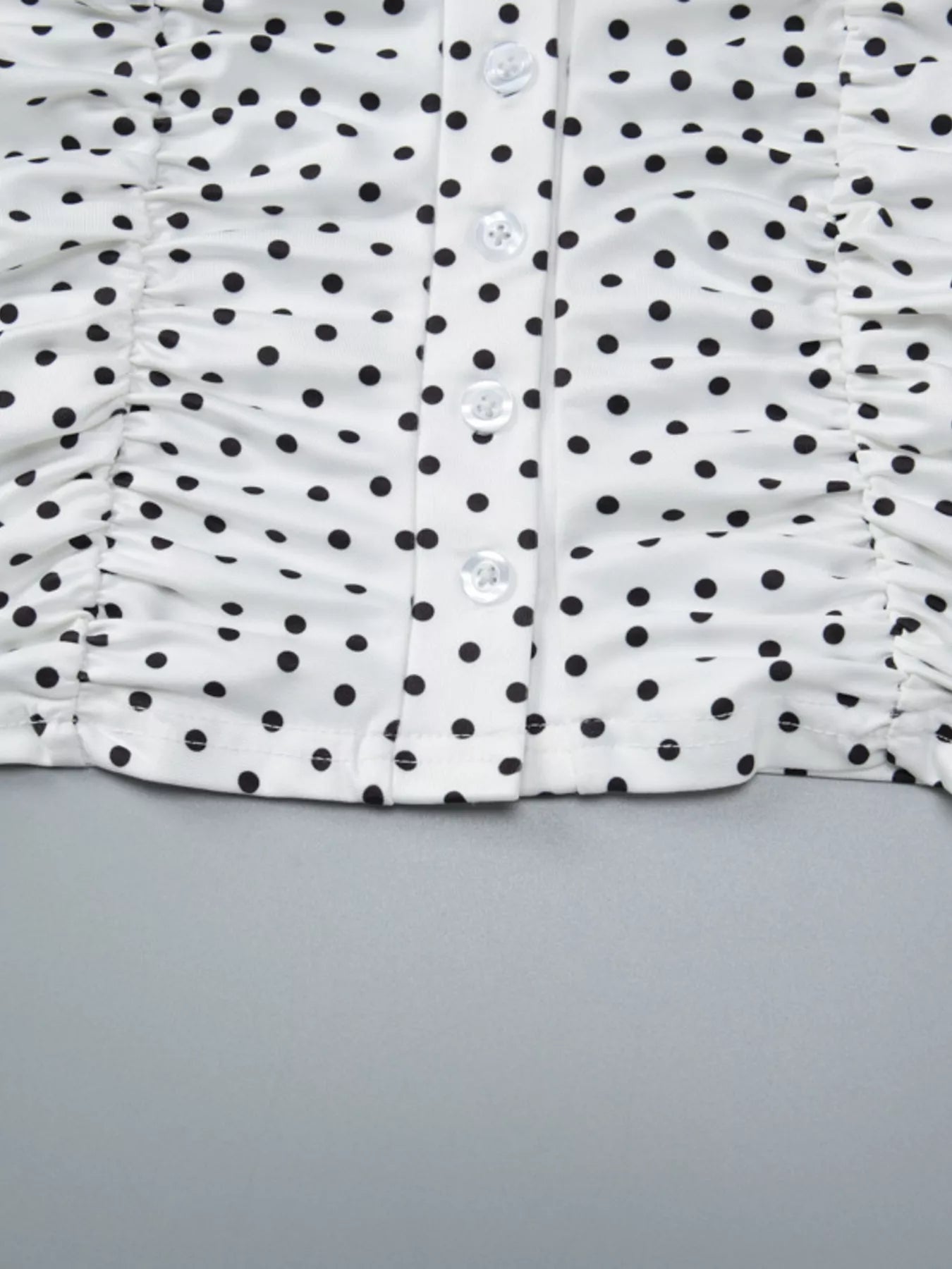 Polka Dot Ruched V-Neck Top