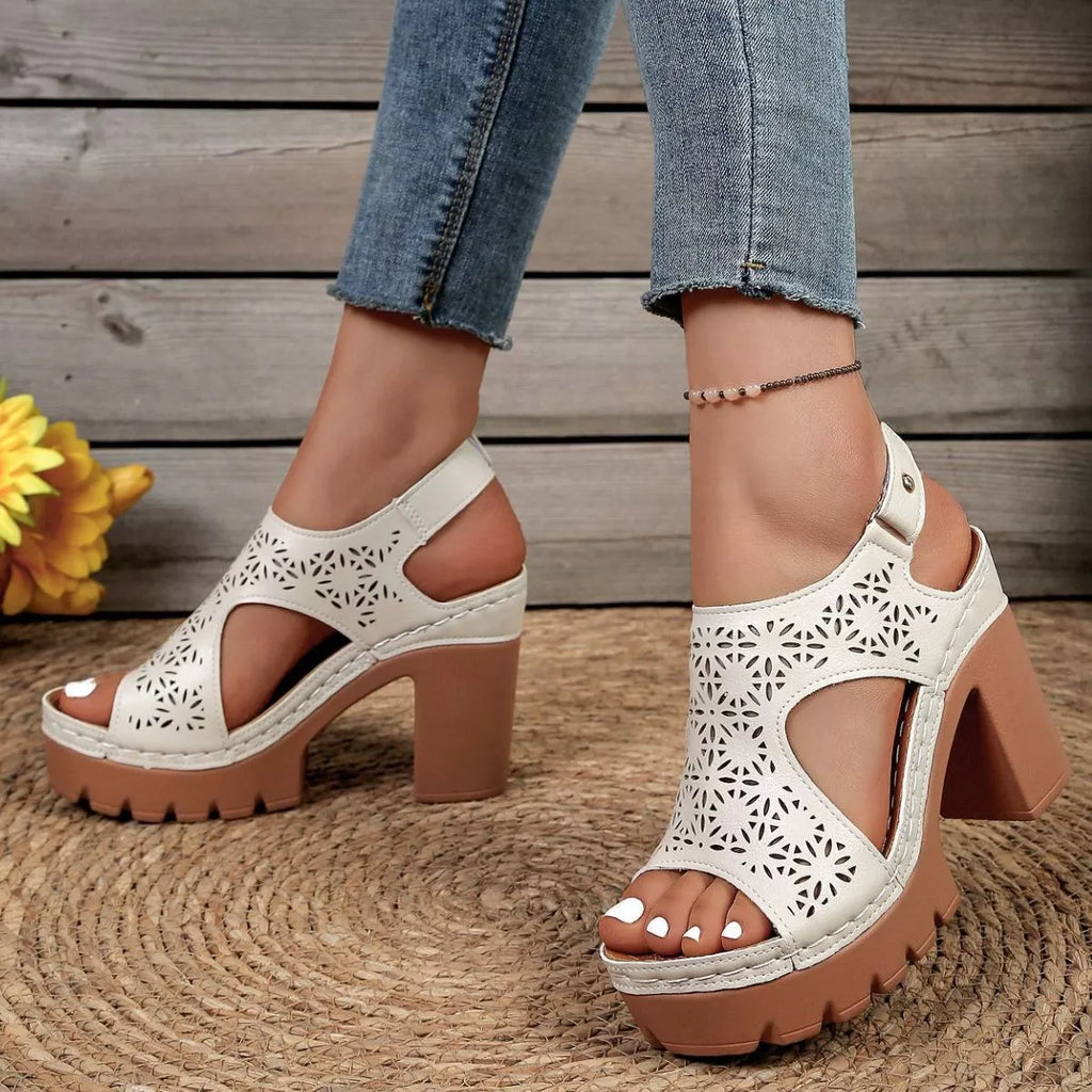 Open Toe Block Heels Sandals