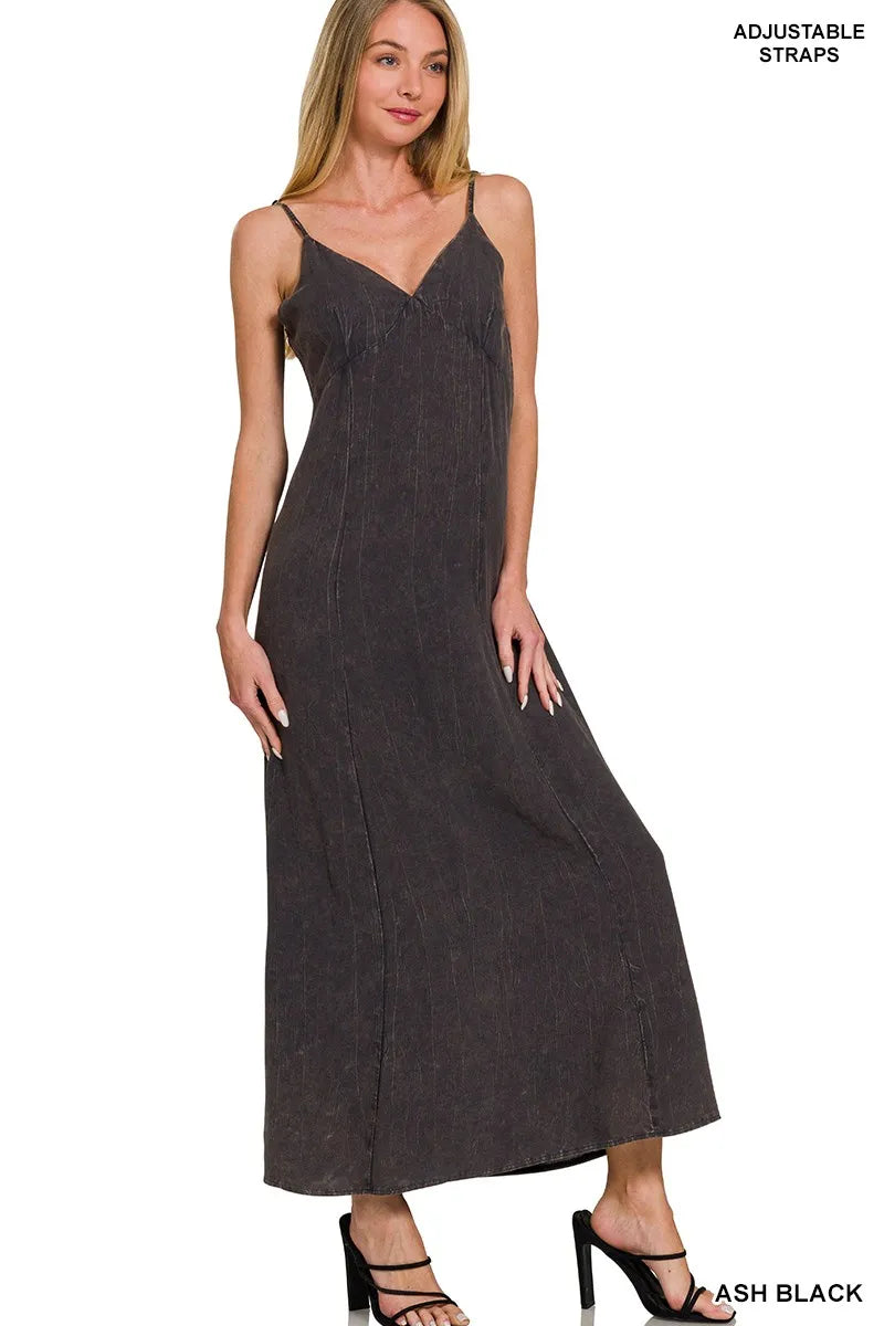 Zenana Mineral Washed Rayon Challis Cami Dress