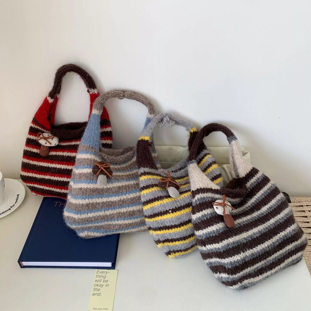 Knitted Striped Handbag
