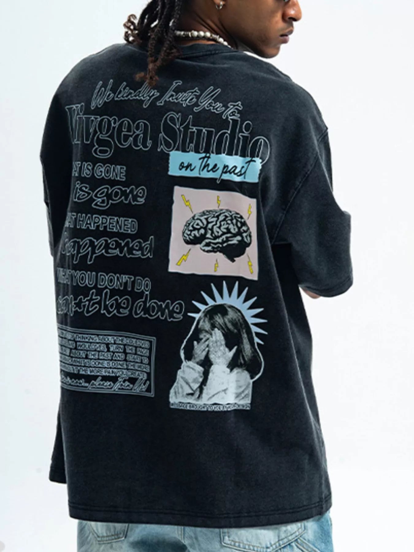 Men's Letter Round Neck Short Sleeve T-Shirt