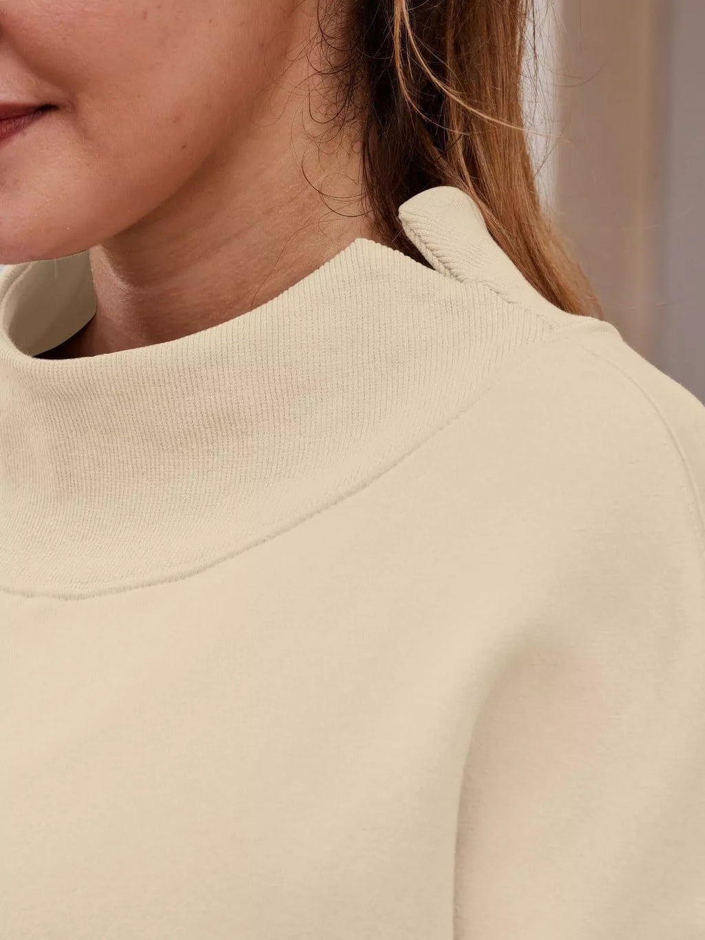 Mock Neck Dropped Shoulder Sweatshirt