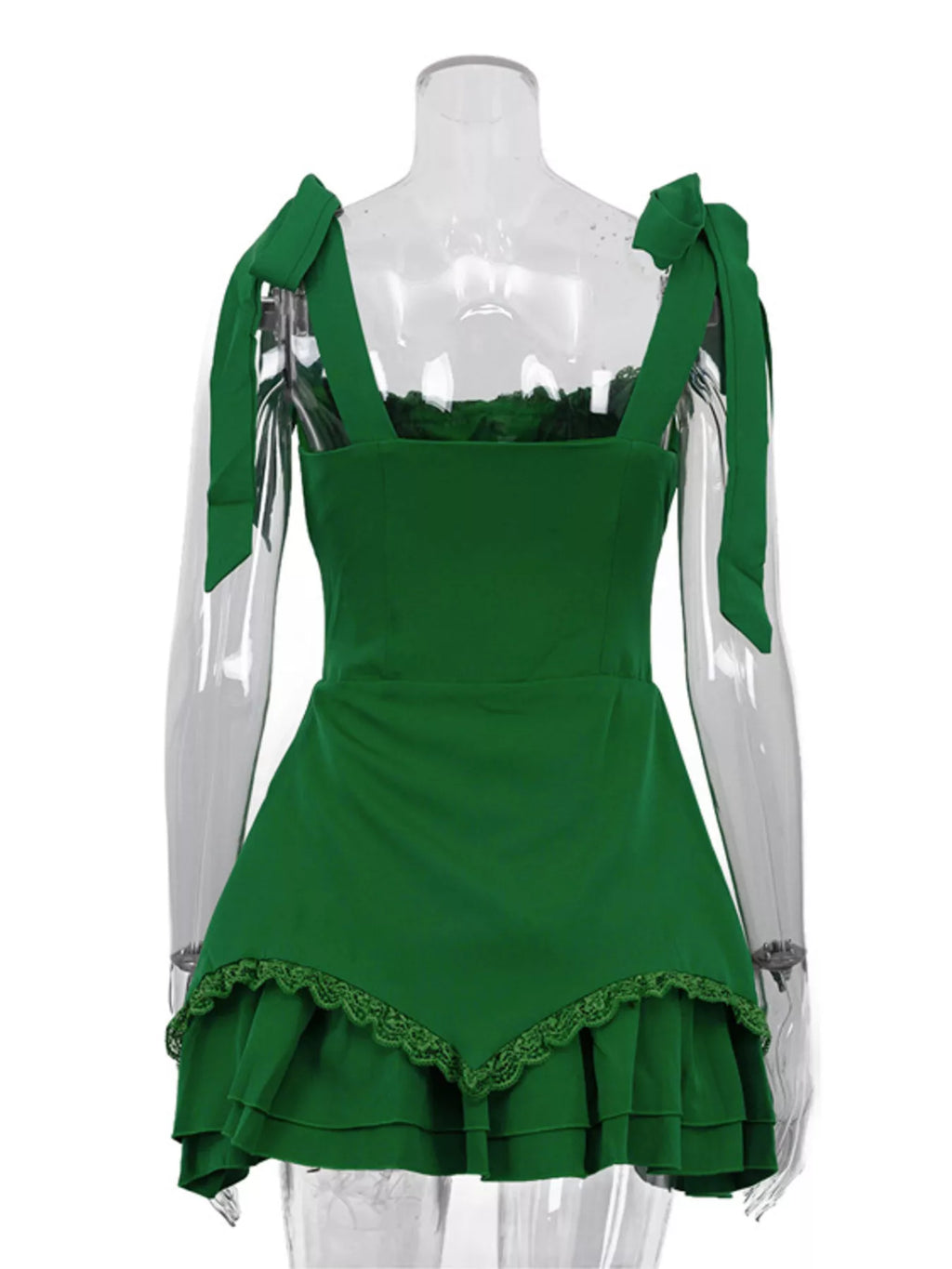 Tie-Shoulder Ruffled Mini Dress