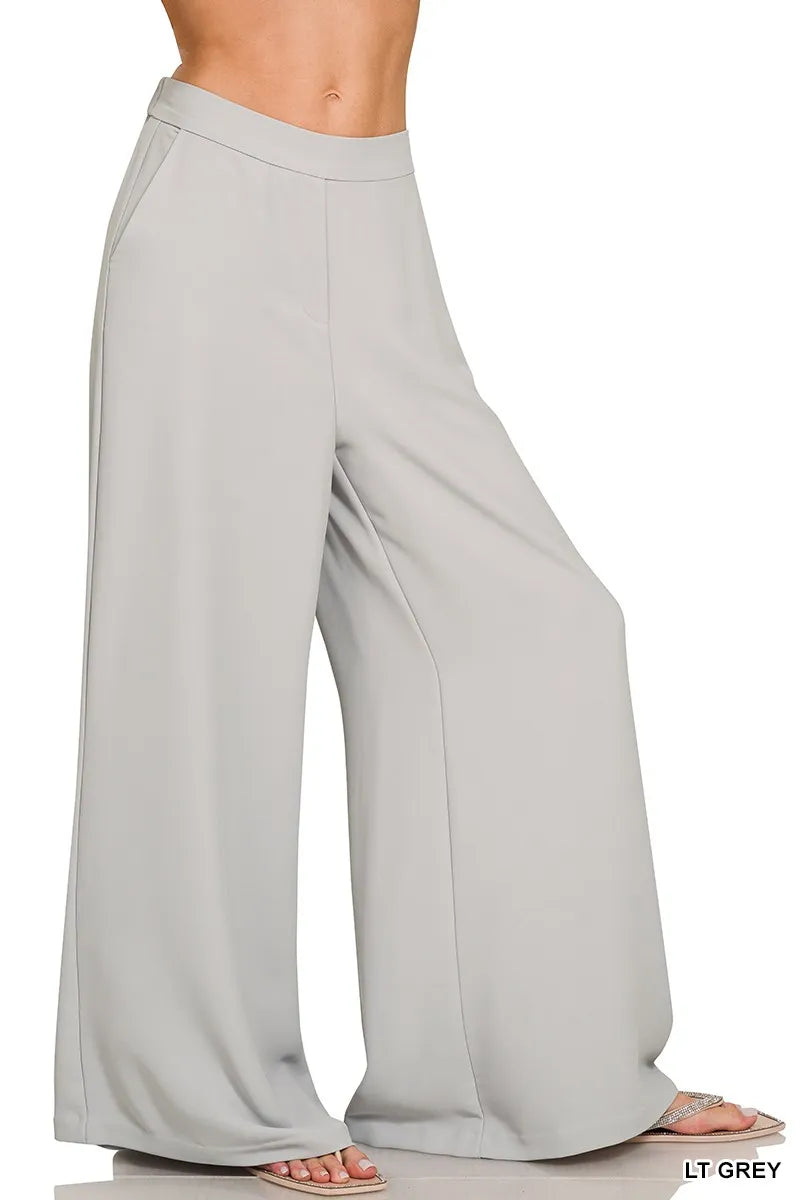 Zenana Relaxed Fit Elastic Waisted Wide Leg Pants