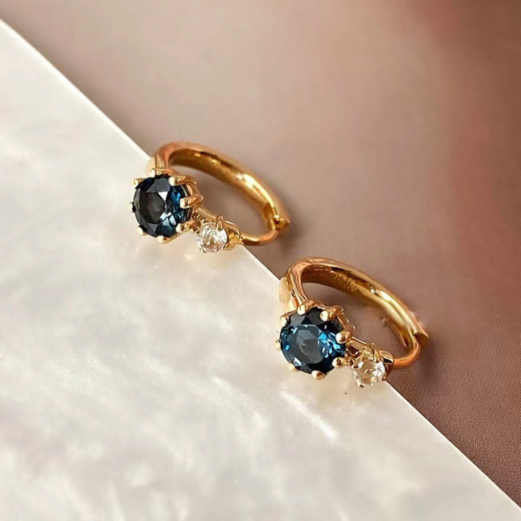 925 Sterling Silver Zircon Hoop Earrings