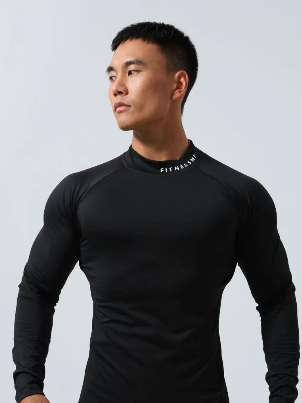 Men's Plus Size Mock Neck Long Sleeve T-Shirt