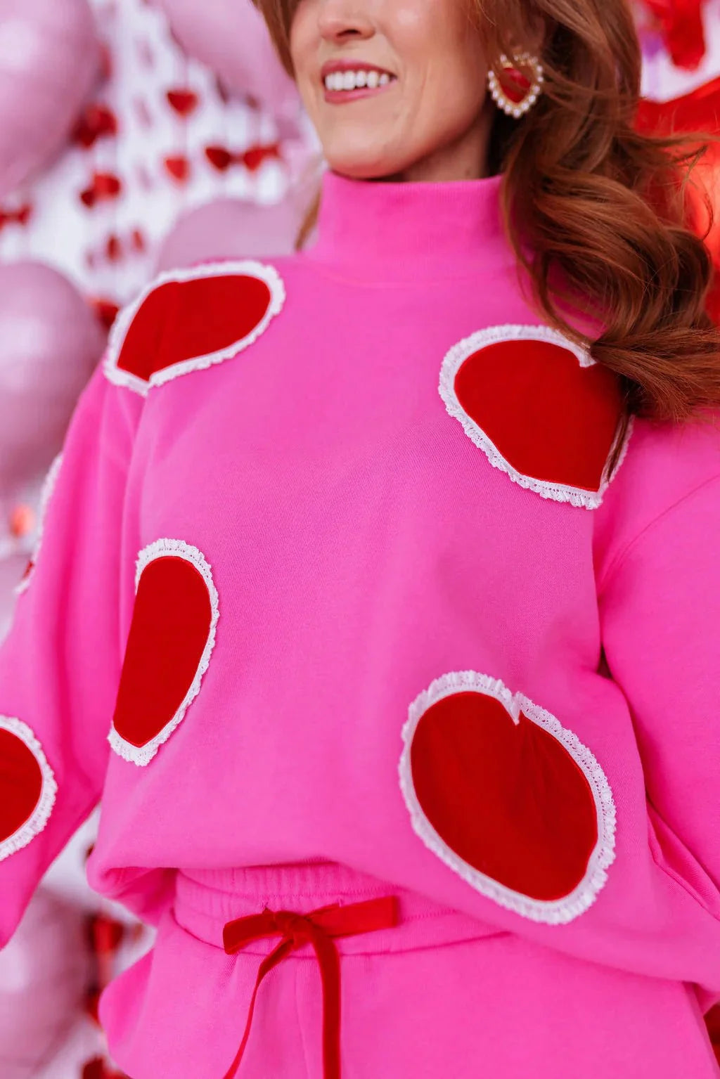 Brianna Cannon Doily Hearts Mock Neck Sweatshirt