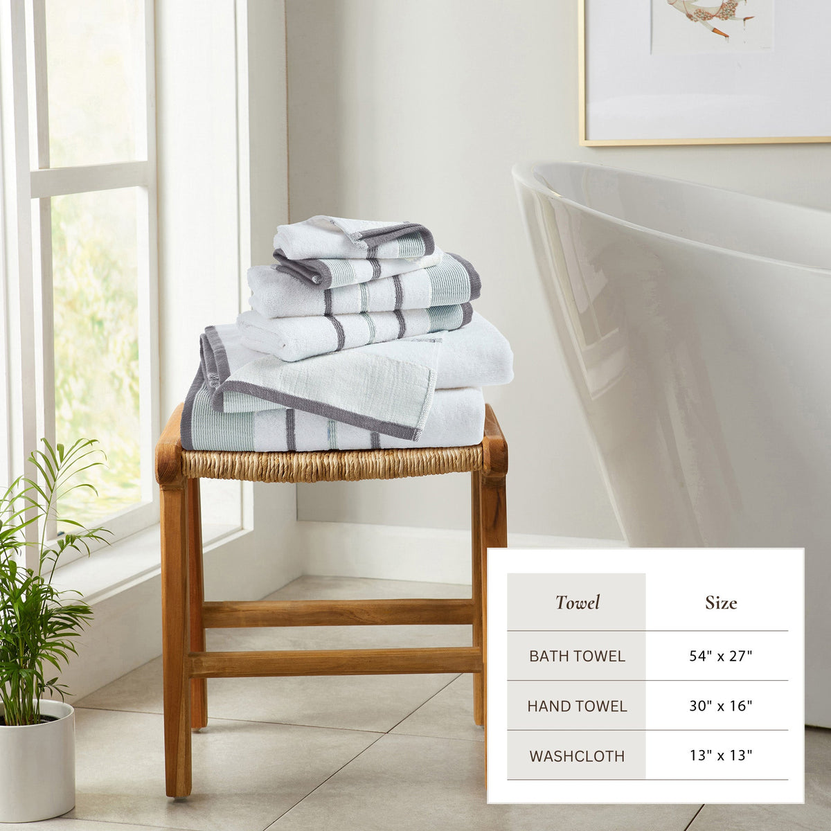 Decorative Cotton Stripe Bath Towel Set - Noelle Collection