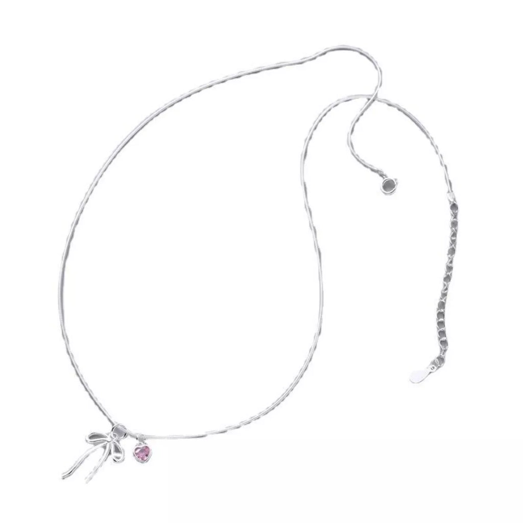 Bow & Heart Pendant Necklace