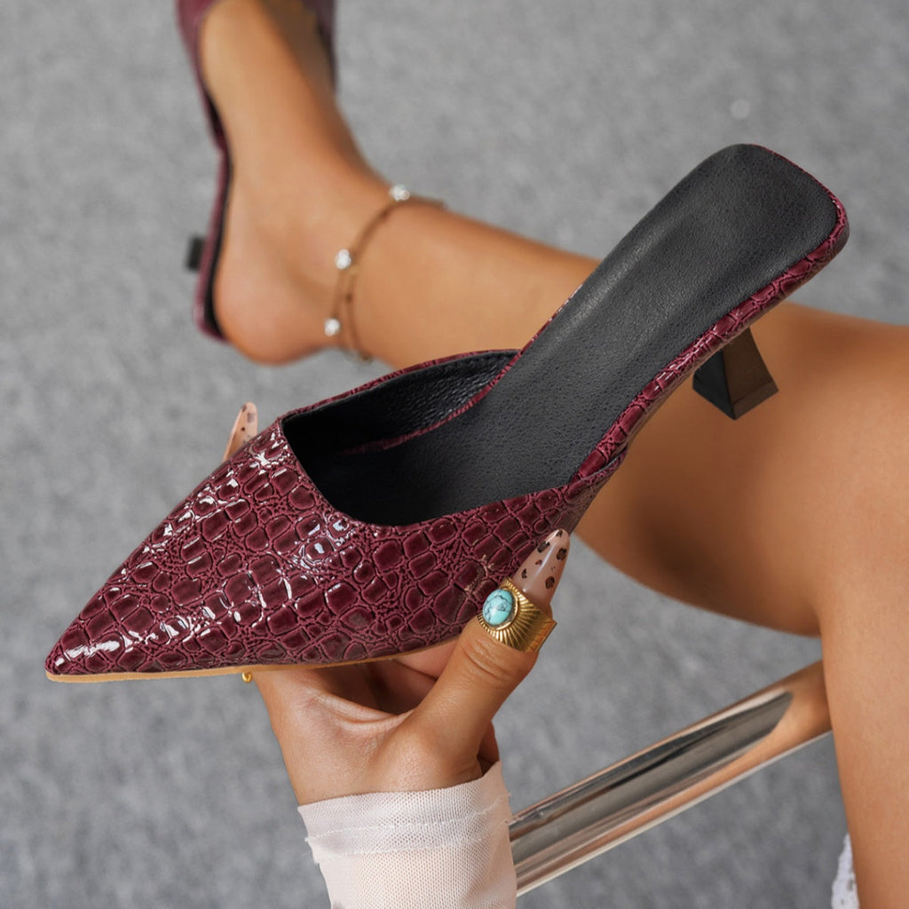 Point Toe Flare Heels Sandals