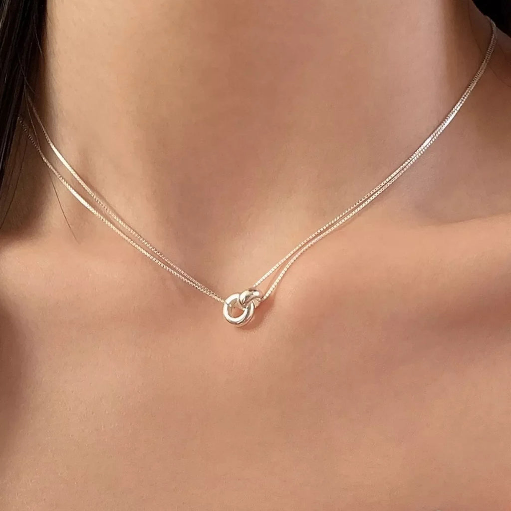 Double Strand 925 Sterling Silver Necklace