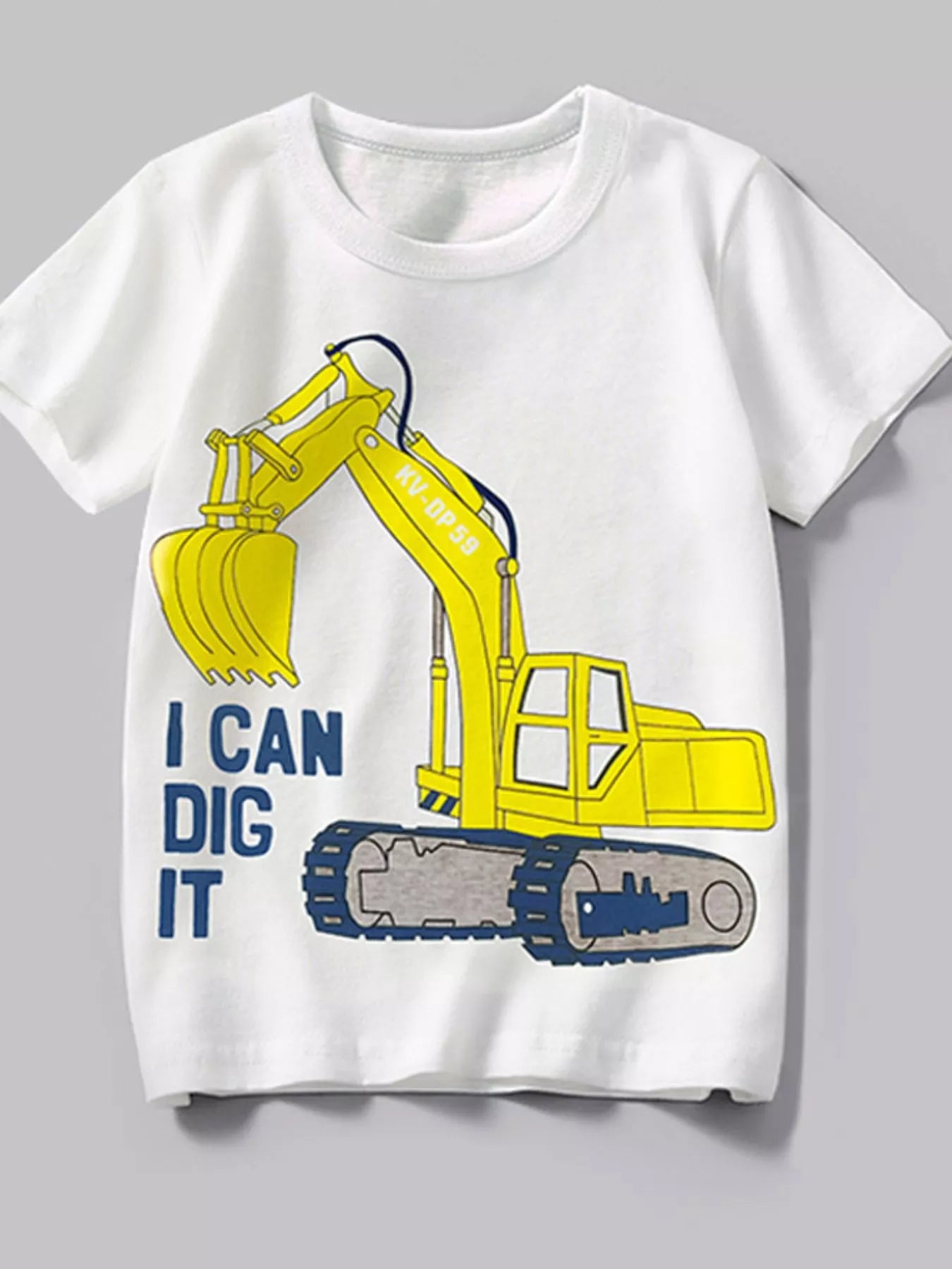 Children's Excavator Graphic Round Neck Tee