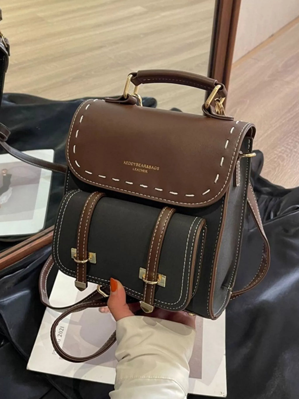 Vintage Style Leather Backpack Bag