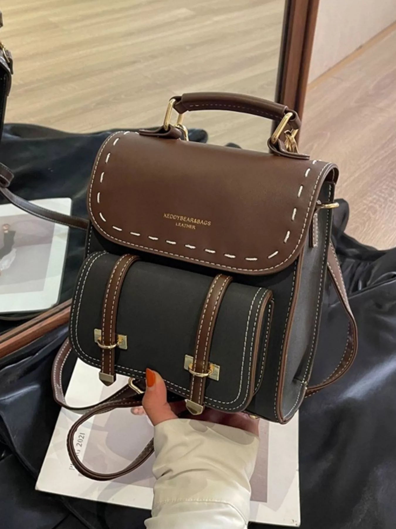 Vintage Style Leather Backpack Bag