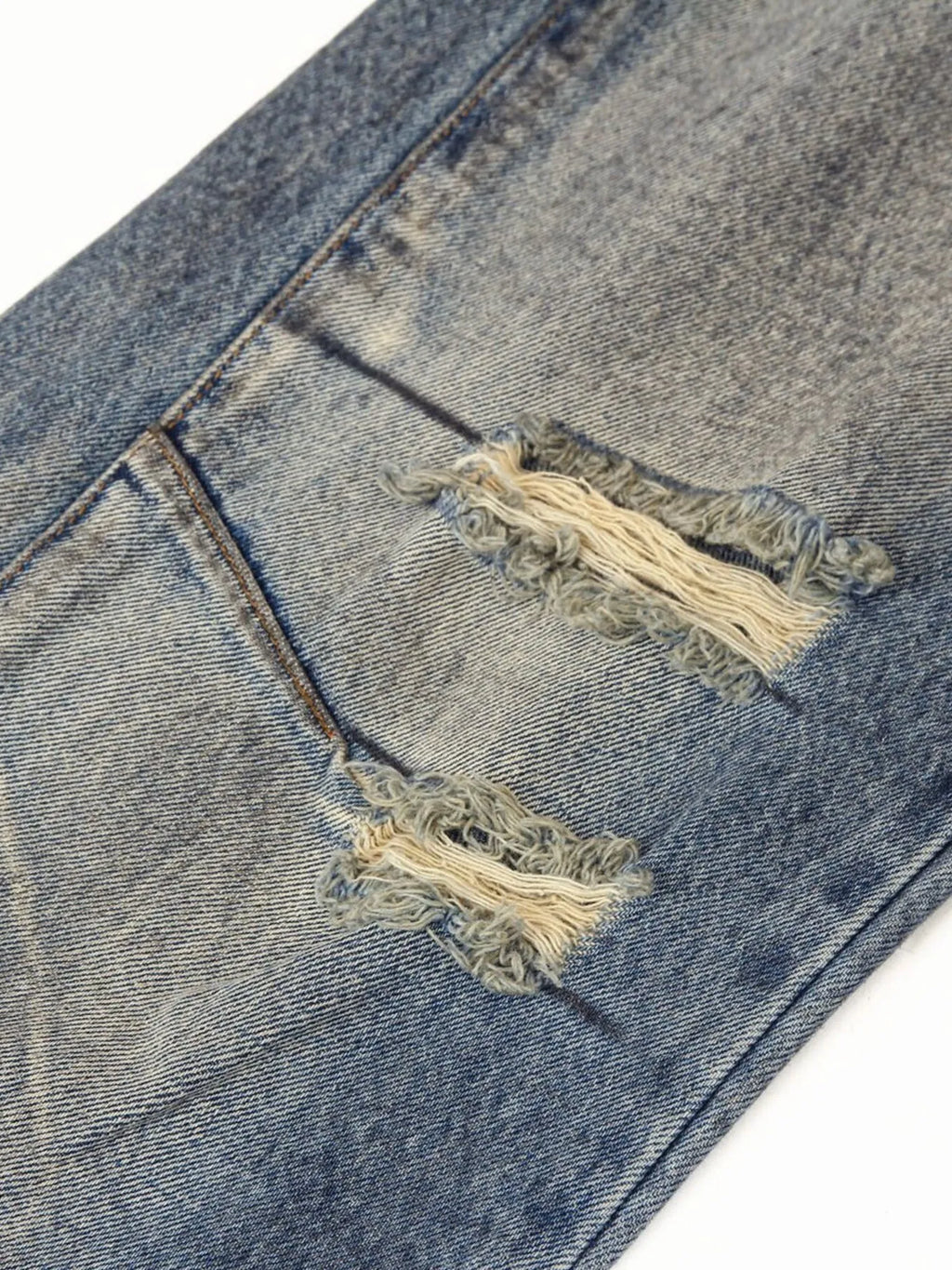 Men's Distressed Washed Straight Jeans