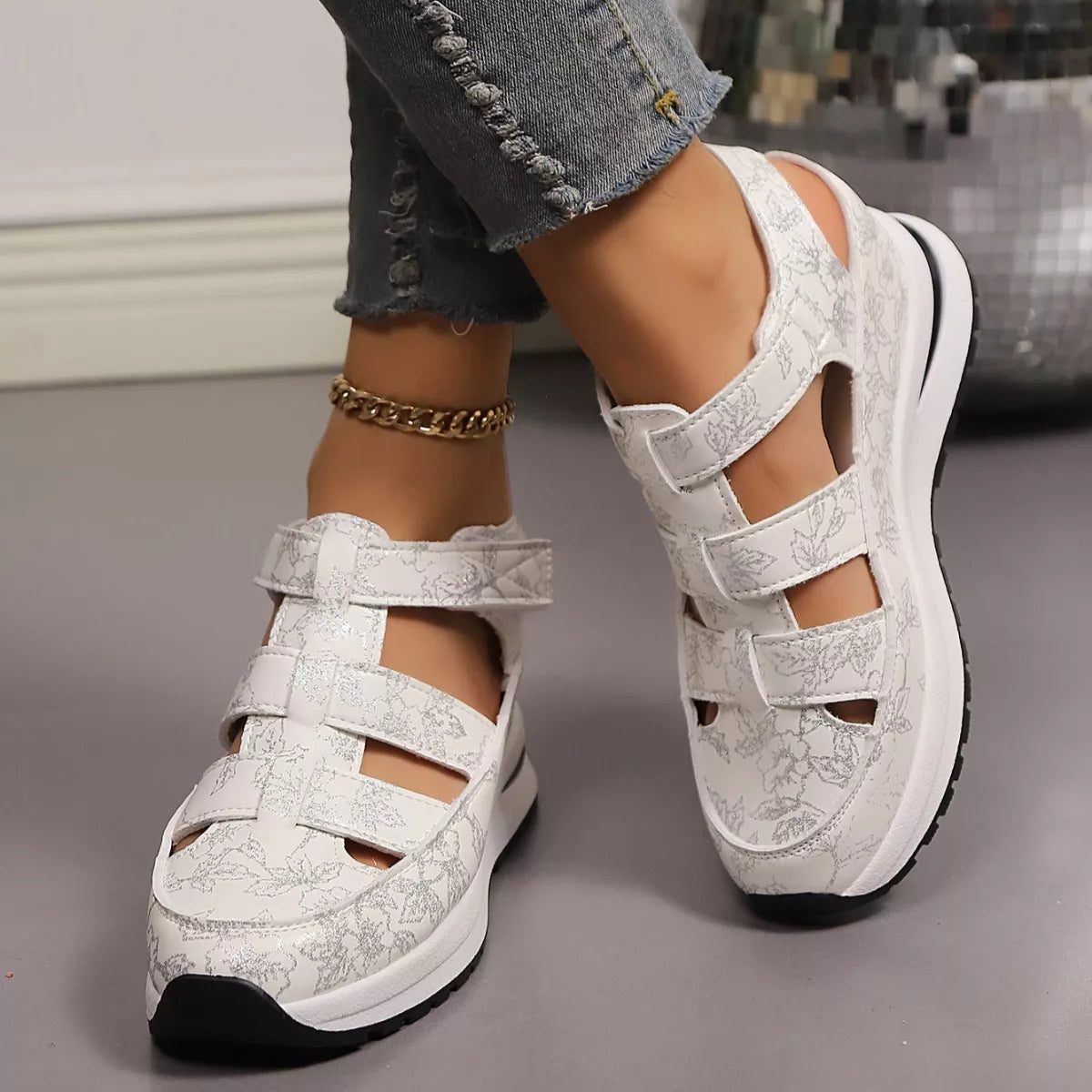 Cutout Wedge Sandals