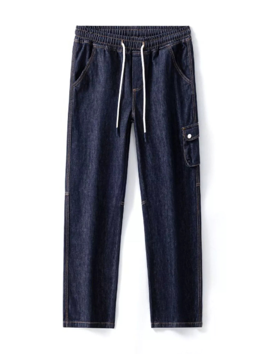 Men's Drawstring Washed Wide Leg Jeans
