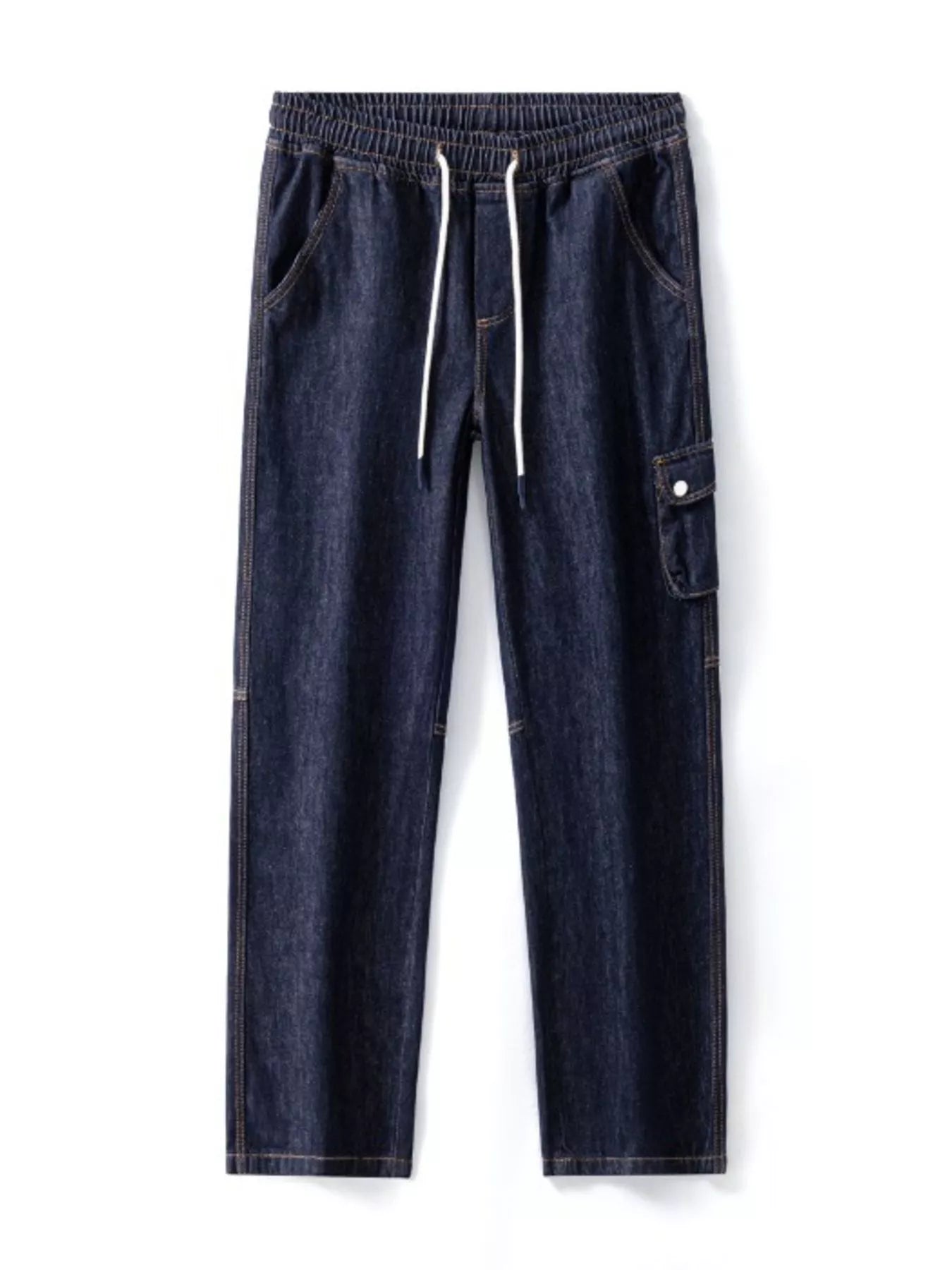Men's Drawstring Washed Wide Leg Jeans