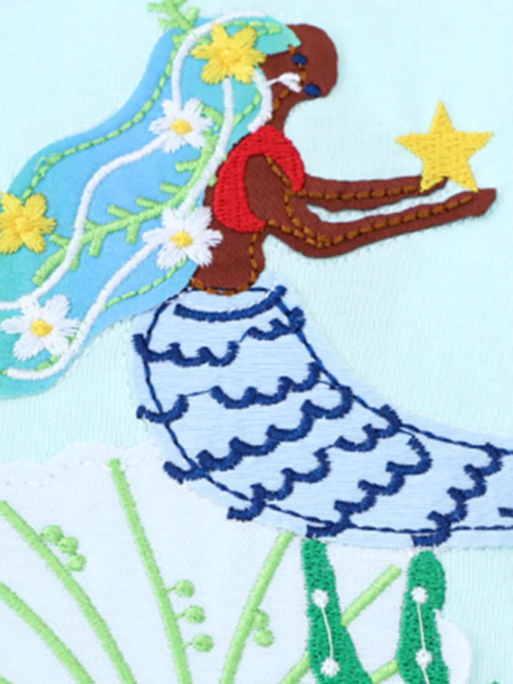 Children's Mermaid Embroidered Short Sleeve Dress