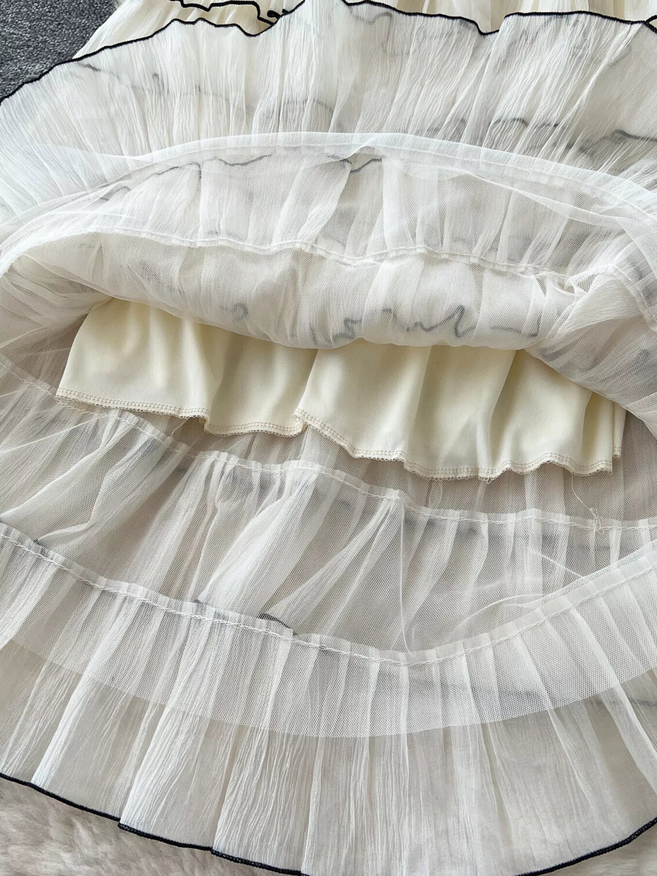 Ruffled Contrast Trim Skirt