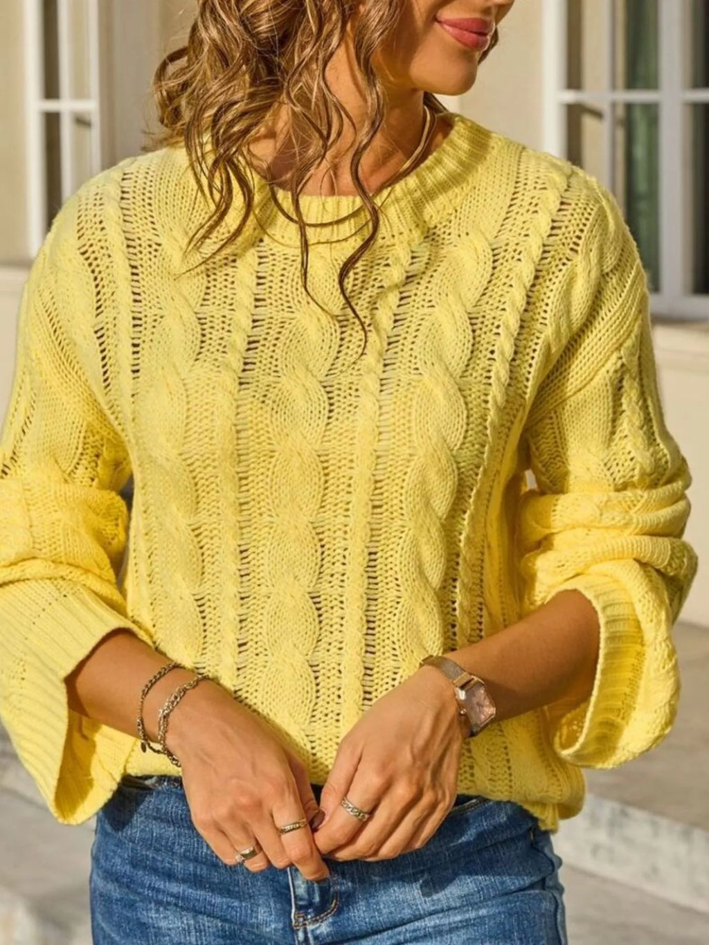 Cable Knit Long Sleeve Sweater