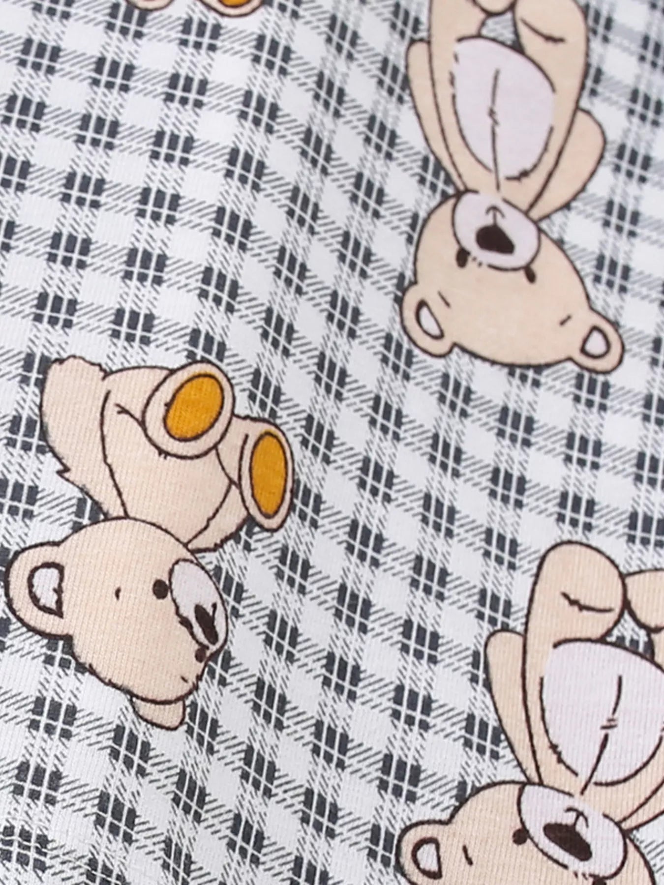Children's Gingham Teddy Bear Print Peter Pan Collar Dress
