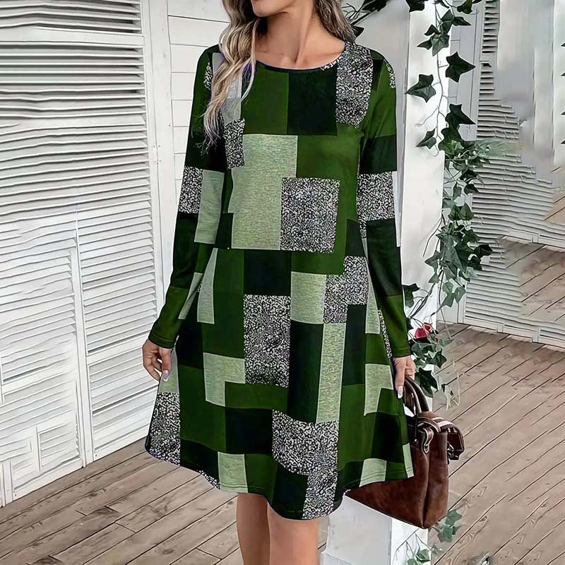 Women's Round Neck Long Sleeve Dress
