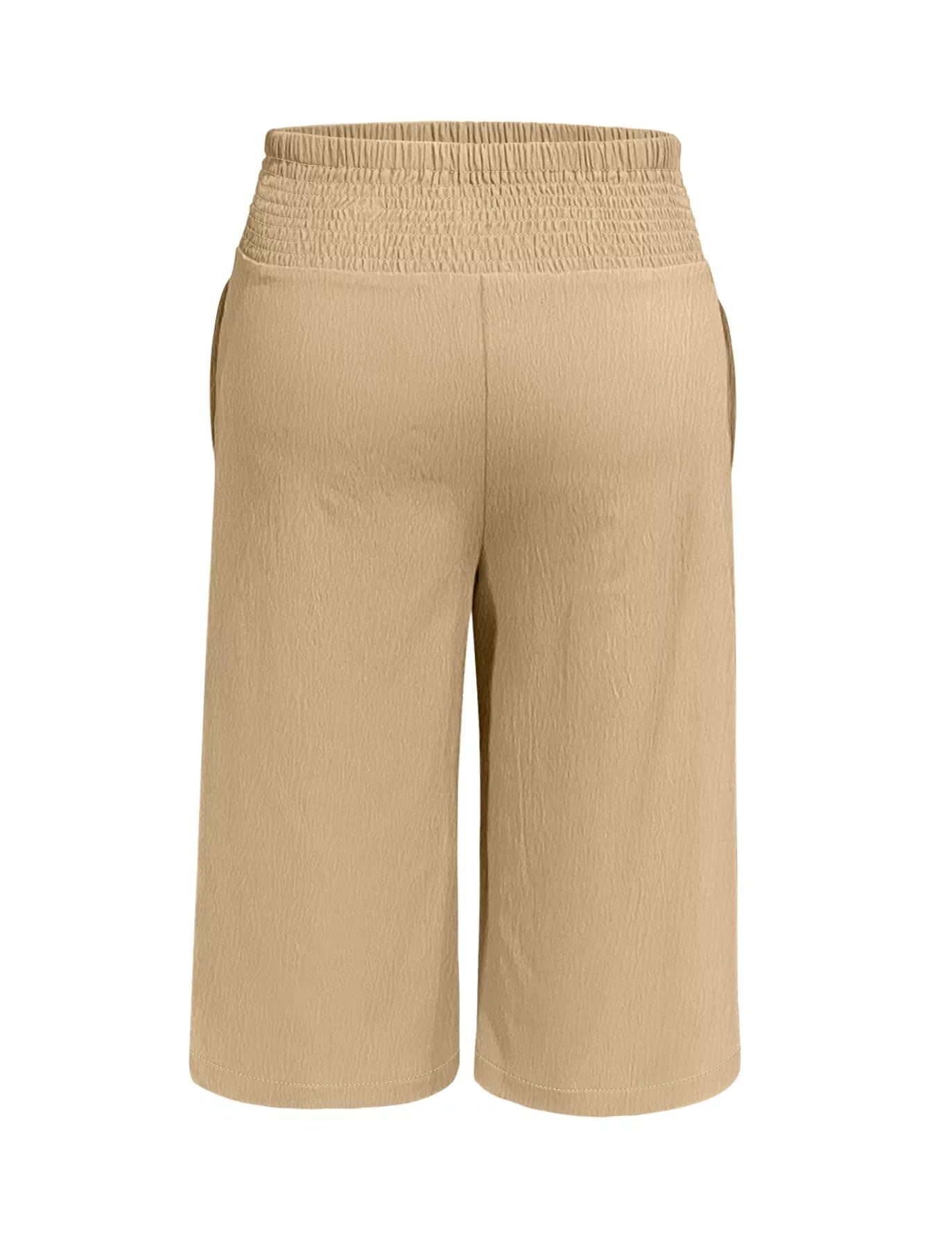 Plus Size Smocked Waist Cropped Wide Leg Pants