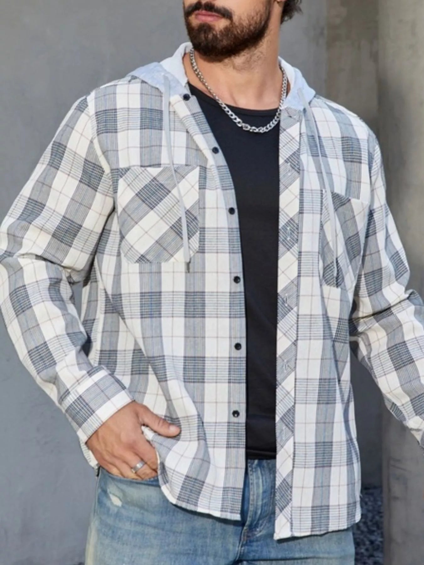 Men's Casual Plaid Long Sleeve Shirt